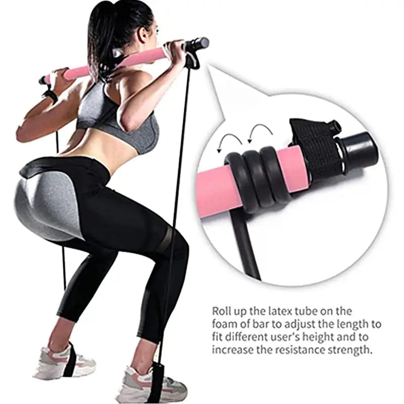 Portable Pilates Bar with Resistance Bands - Home Workout Equipment for Stretching, Strength Training & Yoga | Perfect for Home Gym, Fitness & Rehabilitation Exercises