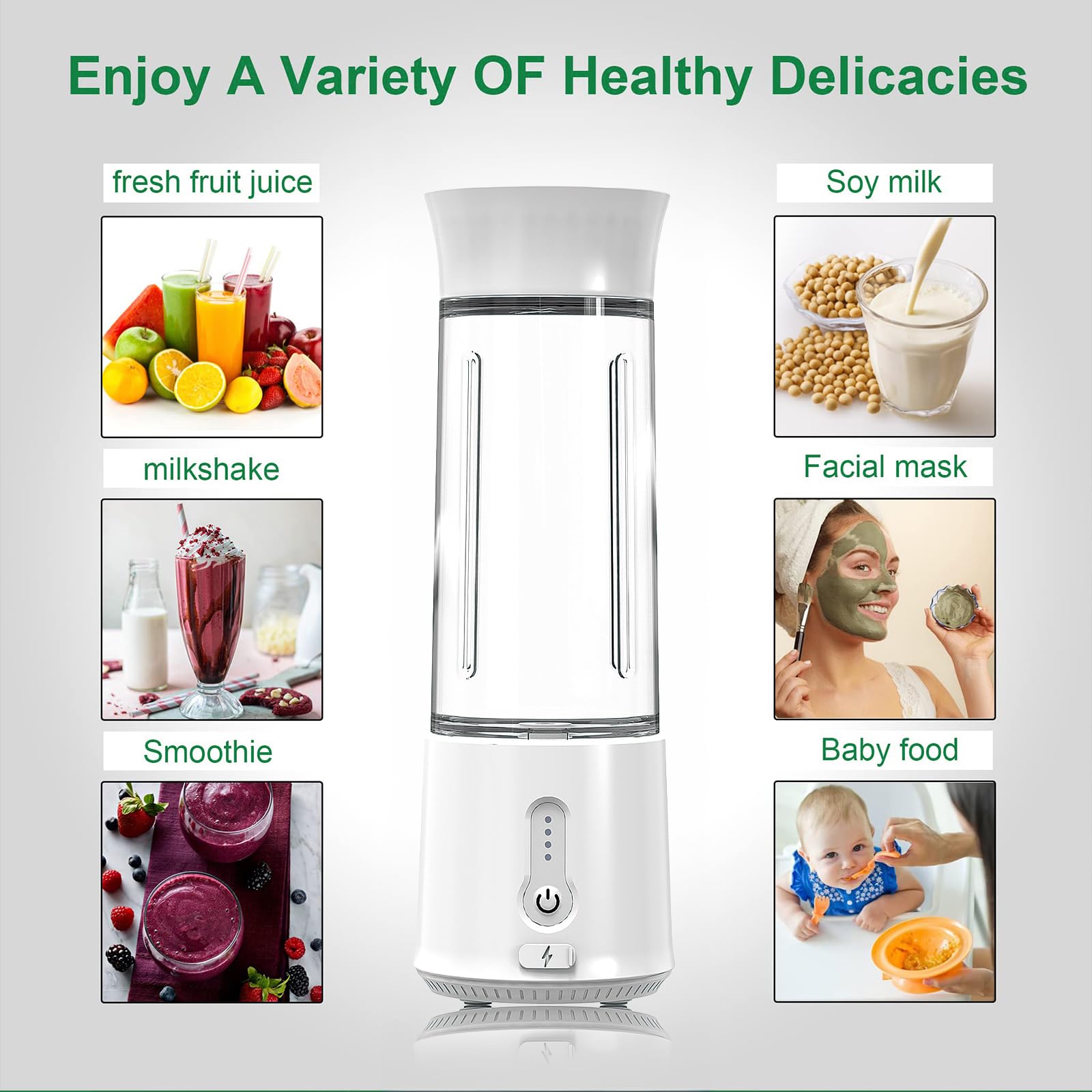 Portable Blender 16oz - Rechargeable Personal Blender for Smoothies, Shakes & Protein Drinks | Cordless Mini Travel Blender with Stainless Steel Blade | Perfect for Home, Office, Gym & Outdoor Activities