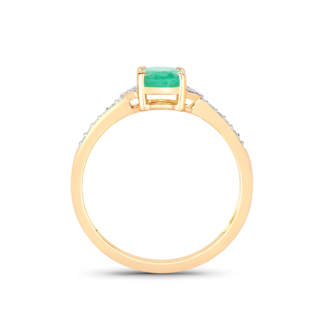 10K Gold Zambian Emerald & Diamond Bridal Ring for Women – Elegant Wedding, Engagement, and Anniversary Jewelry Gift