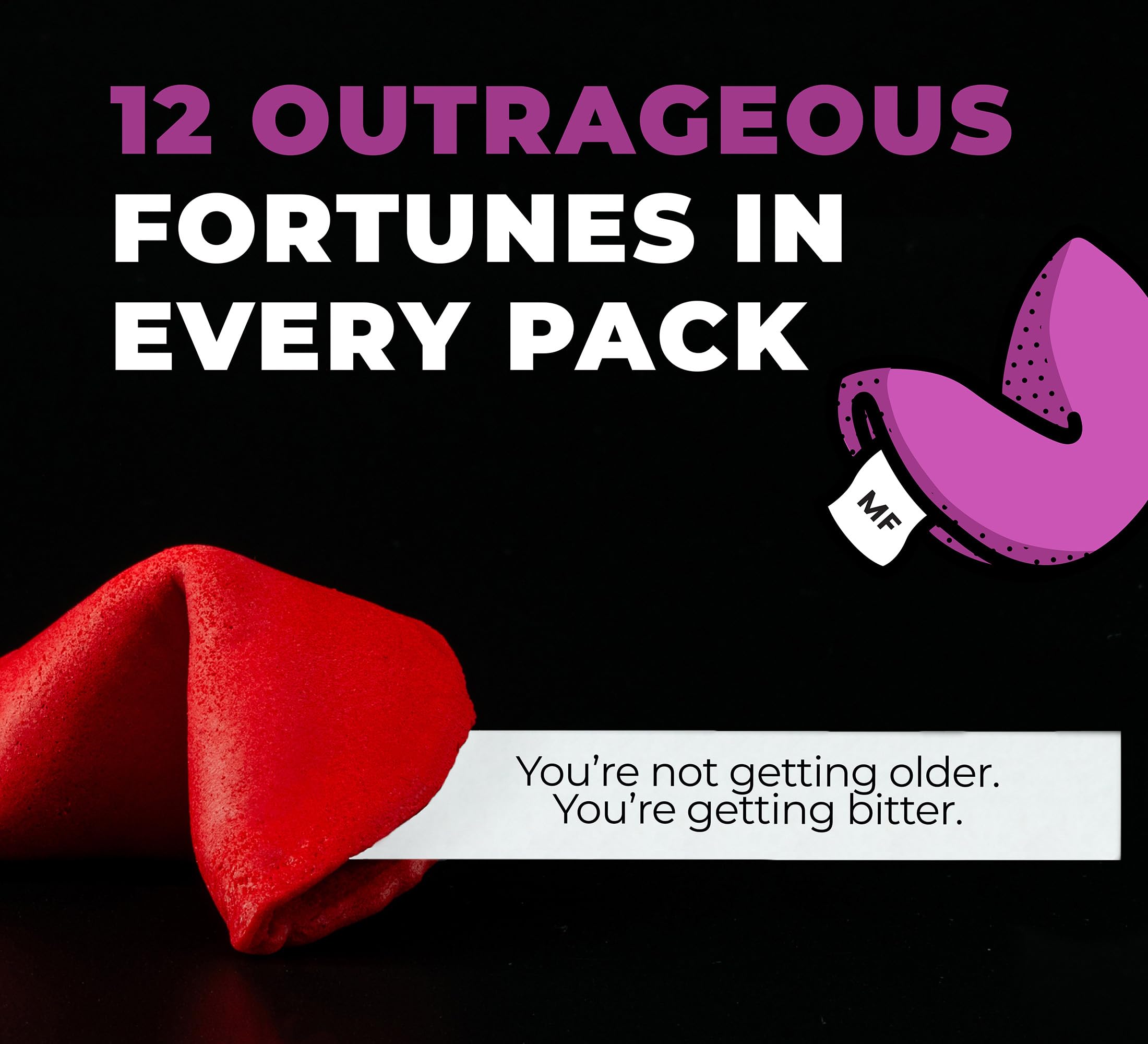 Funny Fortune Cookies for Birthdays - Box of 12 Individually Wrapped Cookies with Hilarious Fortunes Written by Professional Comedy Writers | Perfect for Birthday Parties, Office Celebrations & Surprise Gifts