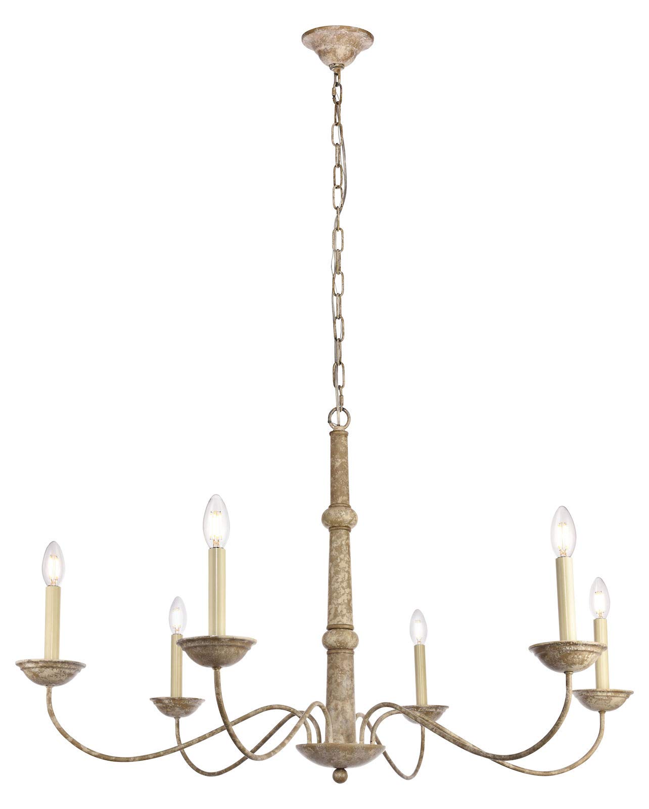 Merritt 40 Inch 6-Light Weathered Dove Chandelier - Elegant Rustic Ceiling Light Fixture for Dining Room, Living Room & Bedroom