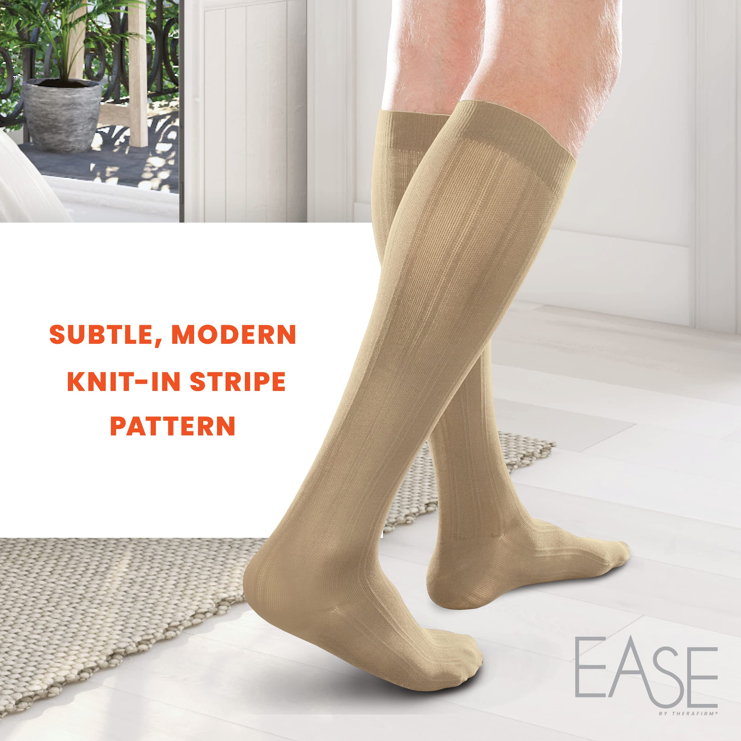 Ease Opaque Men's Compression Socks (15-20mmHg) - Comfortable Support for Work, Travel & Daily Wear