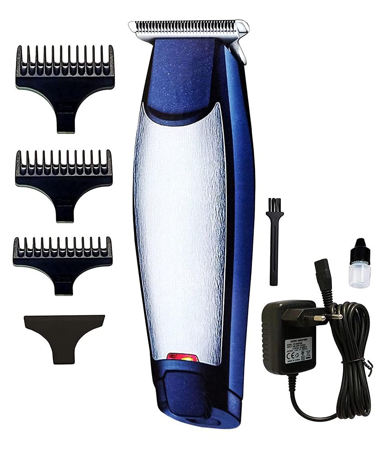 Professional Rechargeable Beard Trimmer & Hair Clipper for Men - Cordless & Corded Dual Use, Silver (Ideal for Home Grooming, Travel & Professional Barbershops)