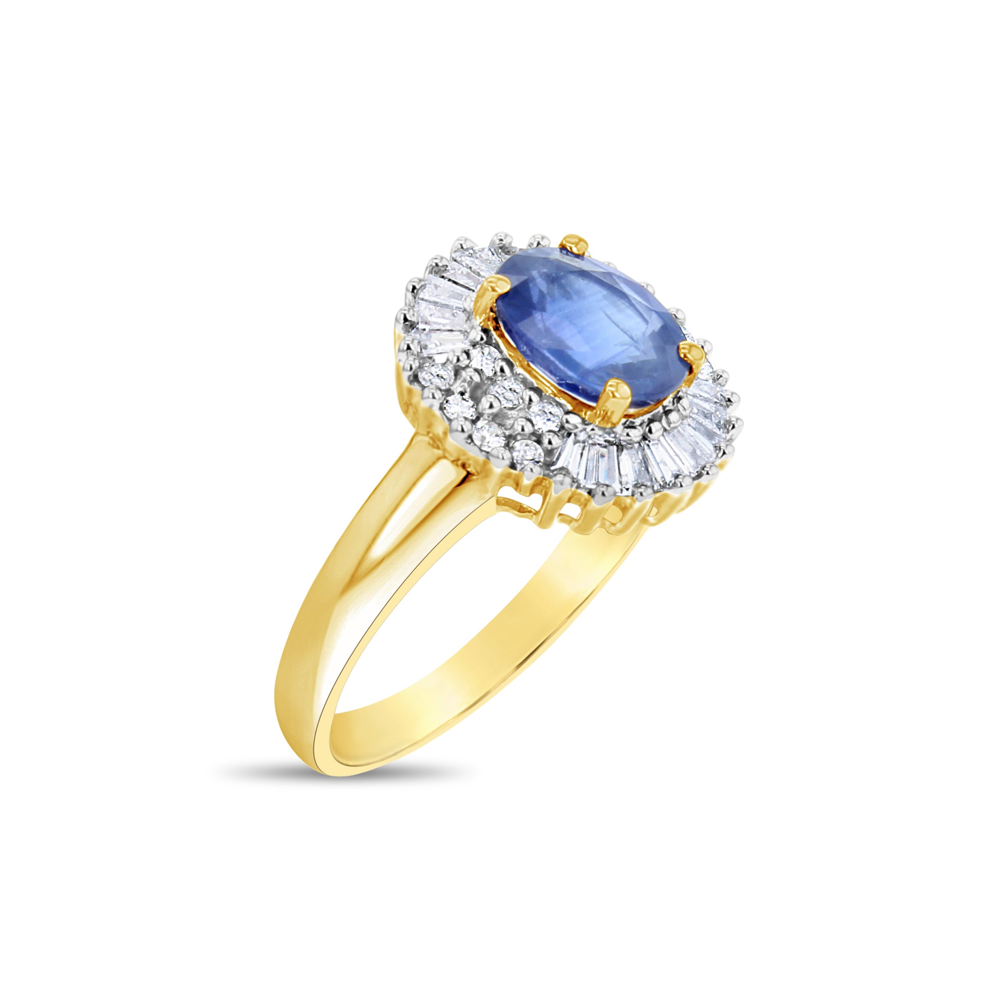 1.80cttw Sapphire & Diamond Engagement Ring - 14K Yellow Gold Wedding Band for Bridal & Anniversary Gifts