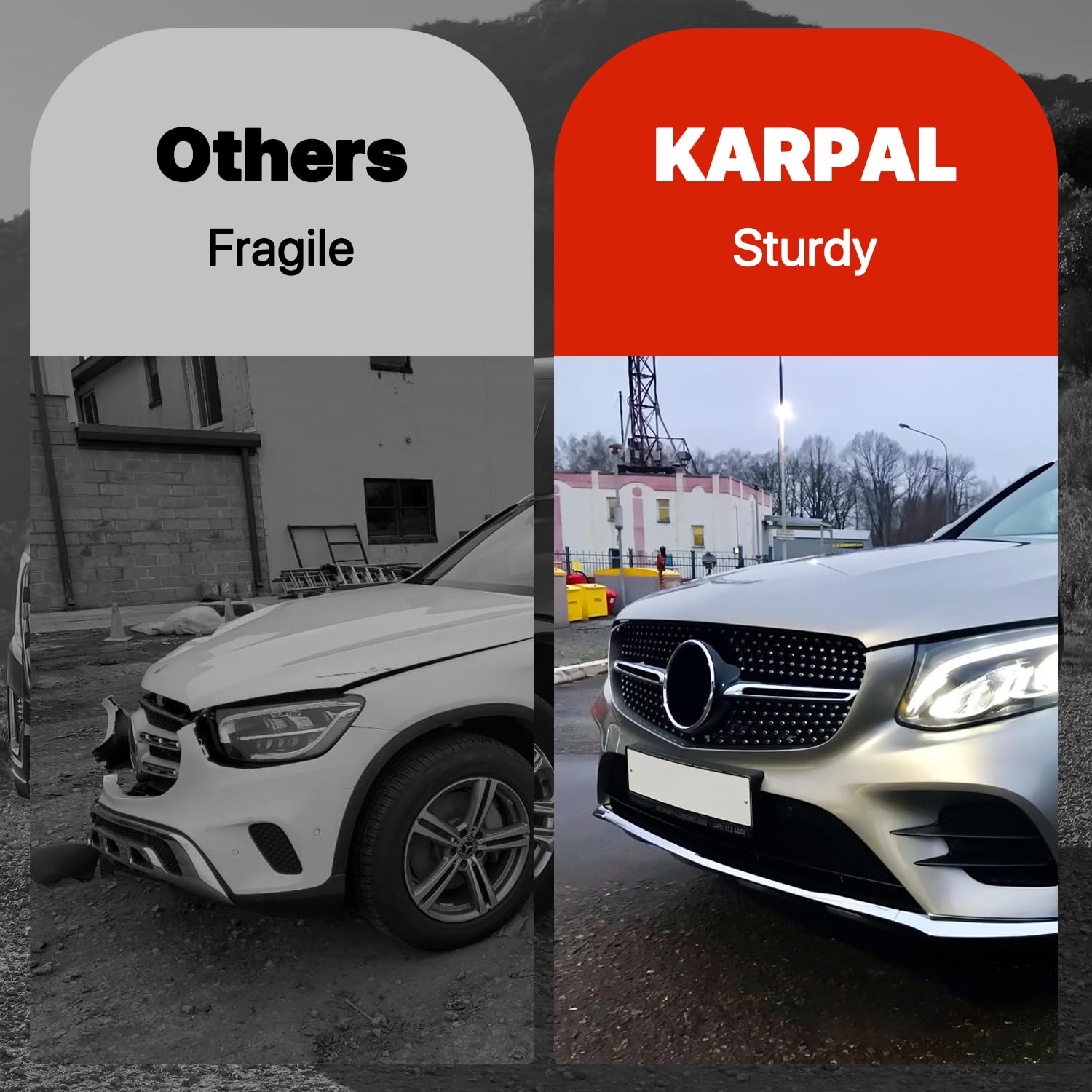 KARPAL Diamond Front Grill Chrome Compatible with 2013-2015 Mercedes-Benz X204 GLK-CLASS Silver | Premium Car Grille Upgrade for Enhanced Style & Performance | Perfect for Car Enthusiasts & Custom Builds