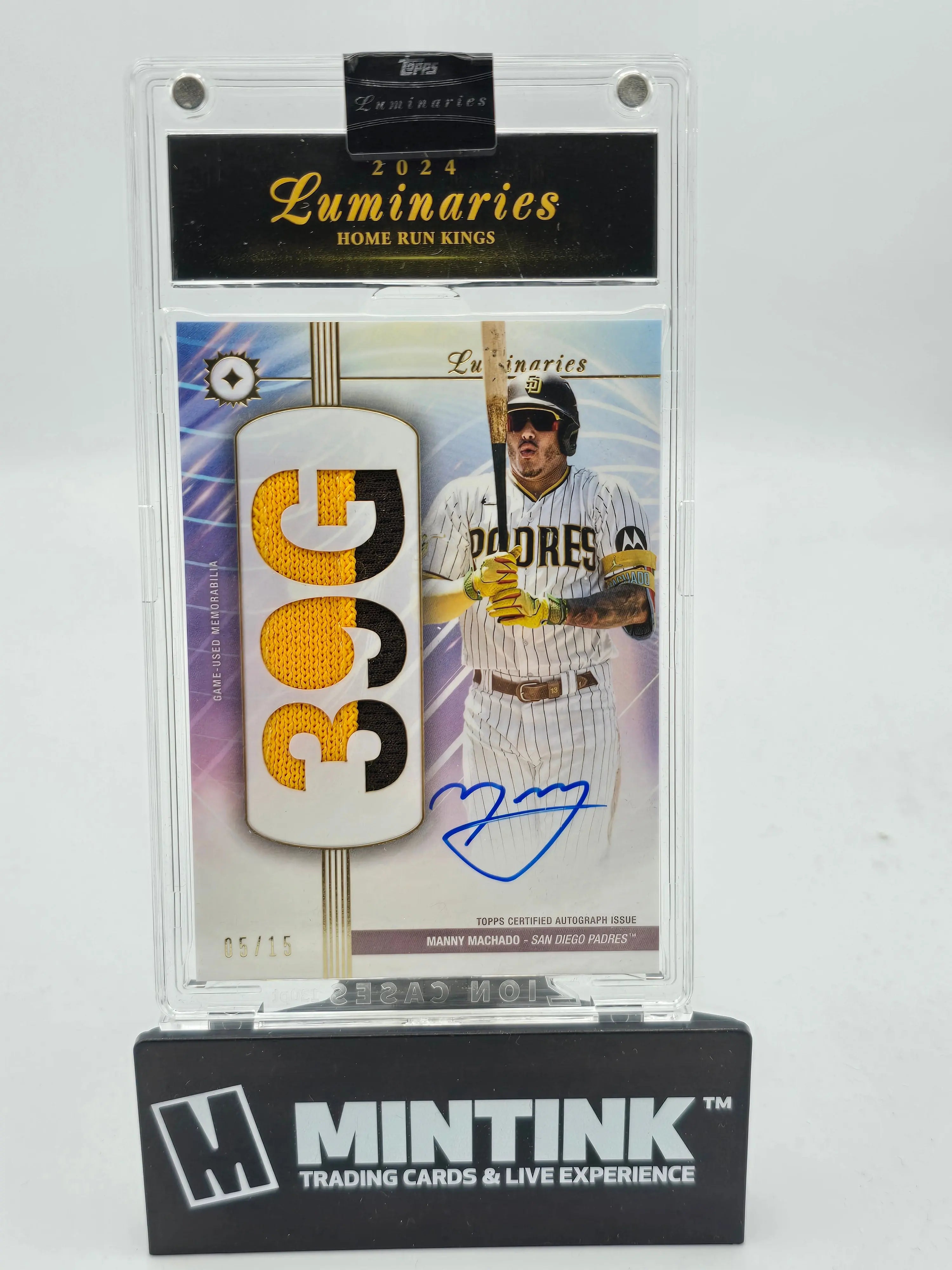 2024 Topps Luminaries Manny Machado Home Run Kings Triple Patch Autograph Card /15 - Rare Collectible for Baseball Fans & Sports Memorabilia Enthusiasts