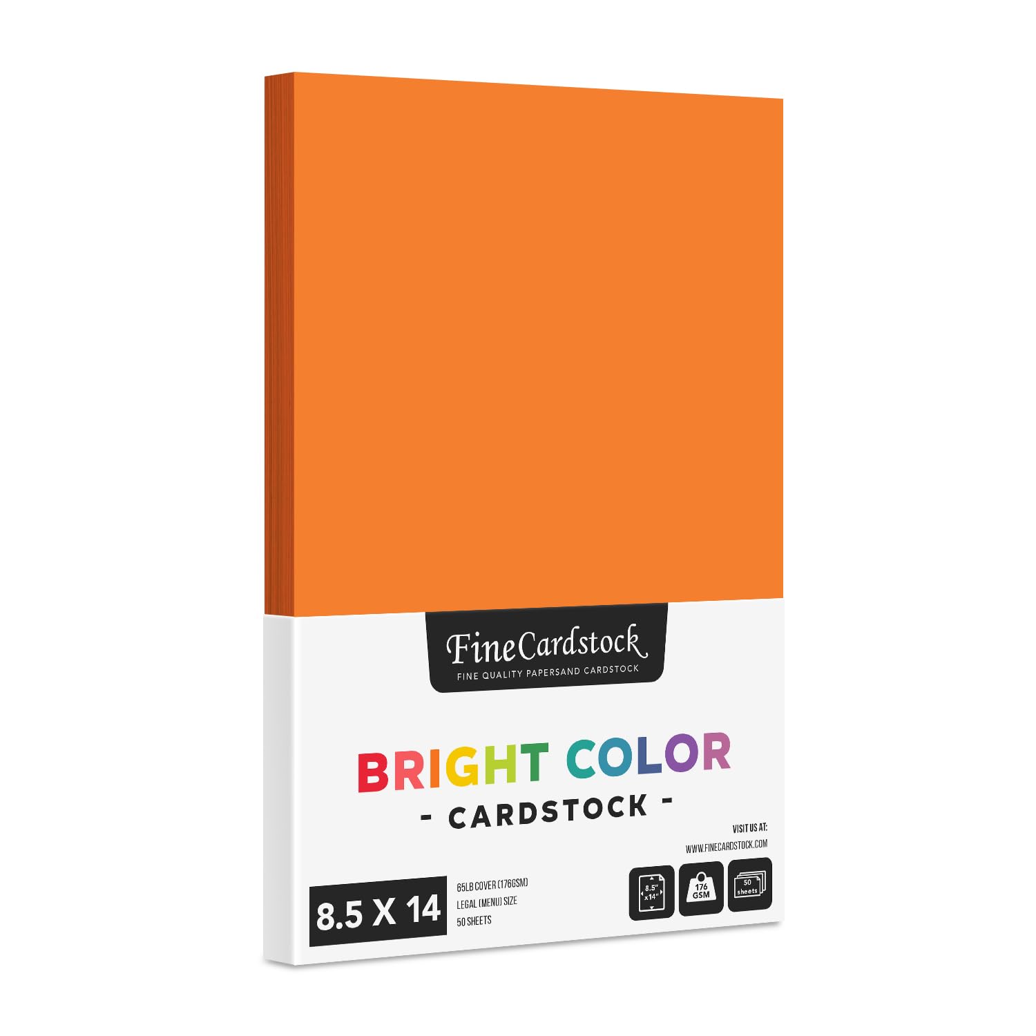 Vibrant Orange Cardstock Paper - 65lb (176gsm) Medium Weight Cover Stock for Scrapbooking, Invitations, DIY Crafts & Stationery | 8.5