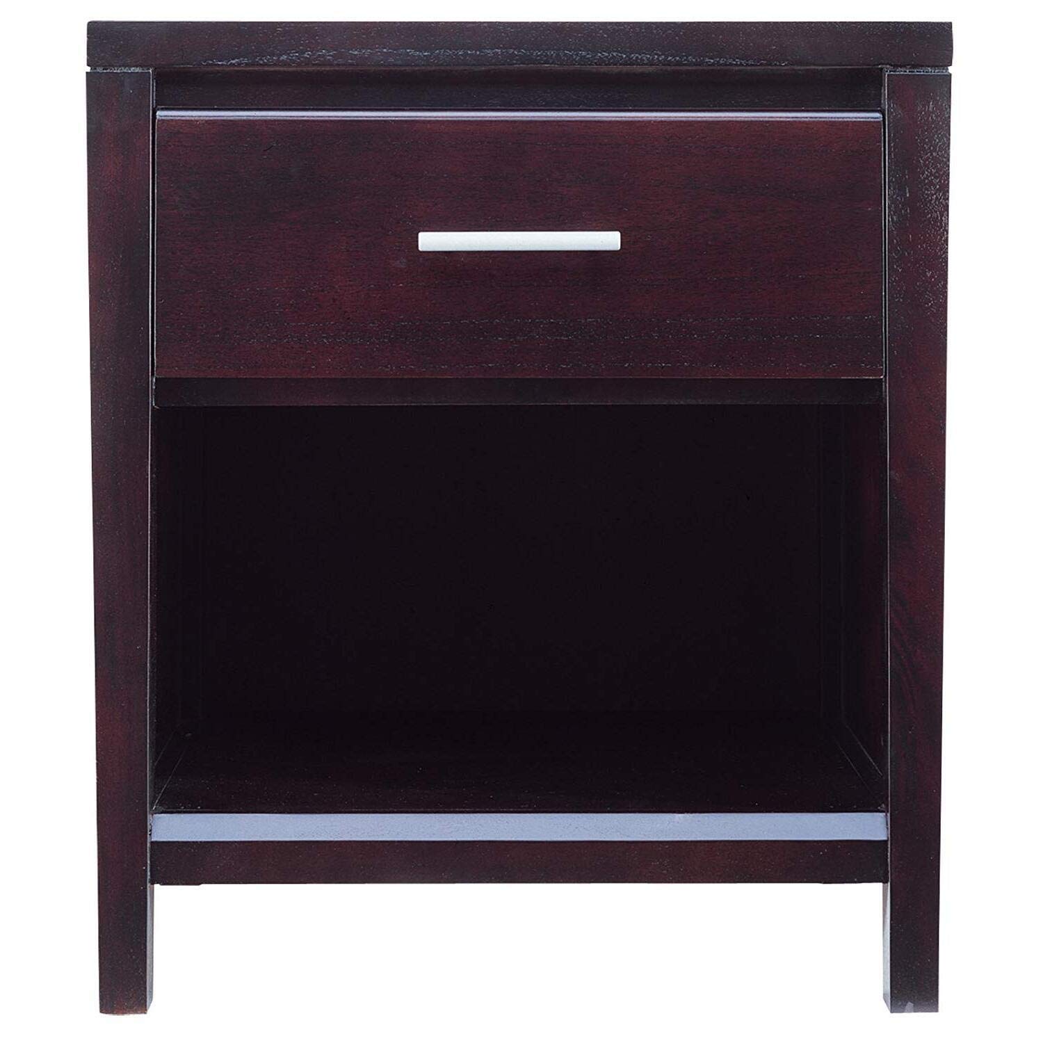 Modus Furniture Solid Wood Nightstand with 1 Drawer - Espresso Finish, Bedroom Side Table for Bed, Living Room, or Guest Room Night Stand