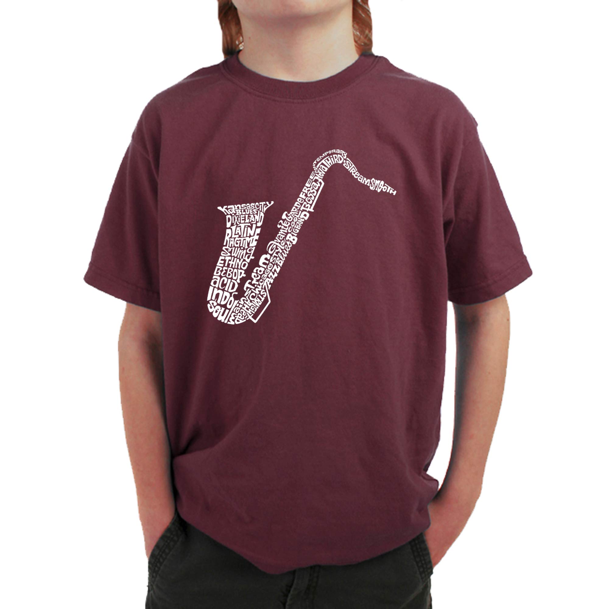 LA POP ART Boys Graphic T-Shirt with Saxophone Design - Cool Casual Wear for Music Lovers & Street Style