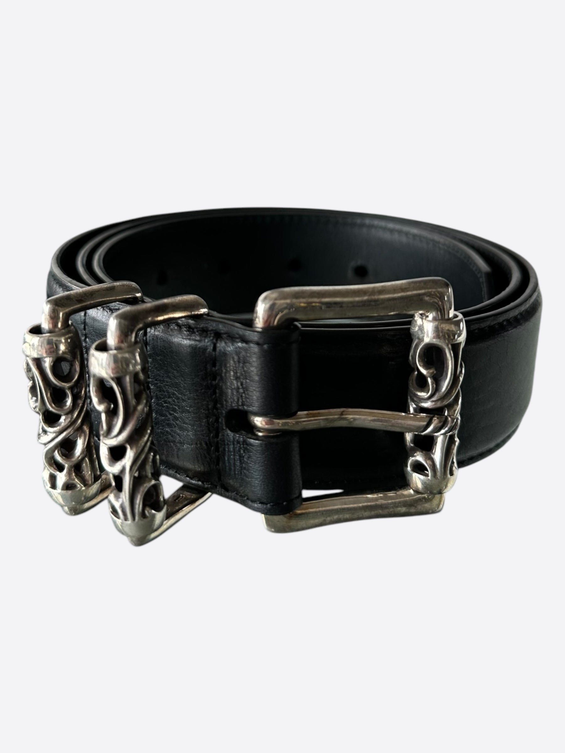 Chrome Hearts Black & Silver Roller Belt for Men - Stylish Punk Rock Accessory for Jeans & Leather Jackets | Gothic Fashion Statement