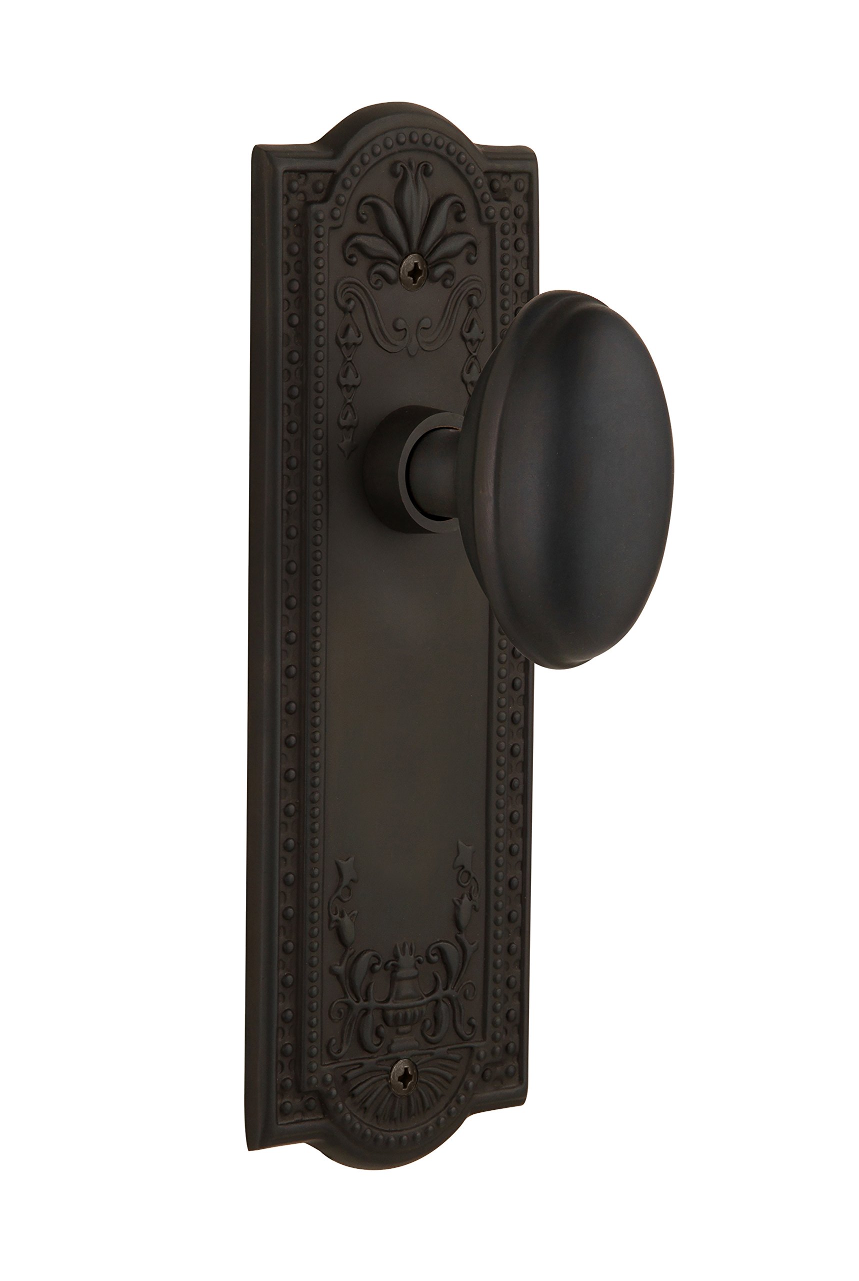 Nostalgic Warehouse Meadows Plate with Homestead Knob - Single Dummy Door Handle in Oil-Rubbed Bronze - Perfect for Vintage Farmhouse & Cottage Style Home Decor