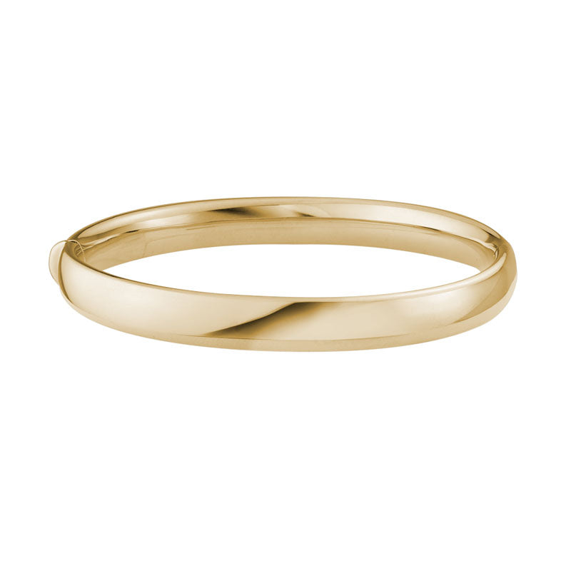 14K Yellow Gold Polished 8mm Bangle Bracelet for Women - Elegant Solid Gold Cuff Jewelry for Everyday Wear & Special Occasions