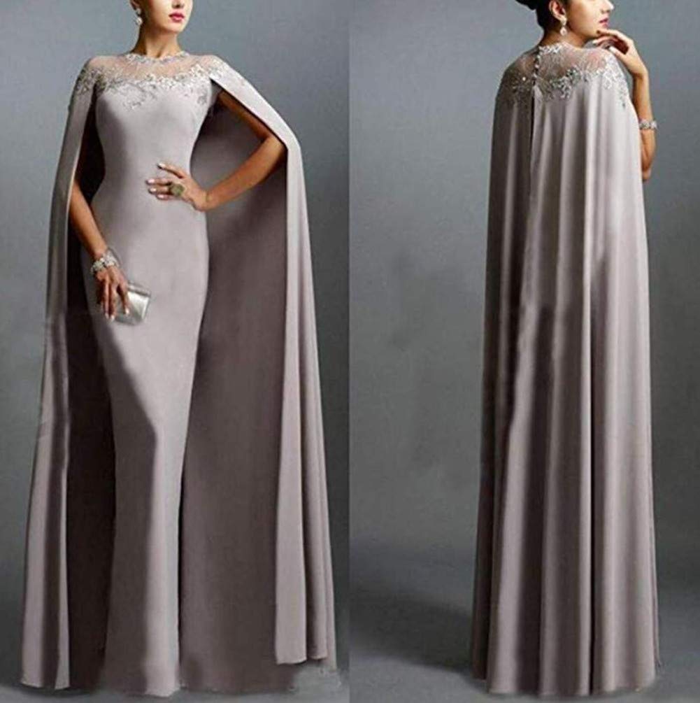 Emanni Women's Elegant Mermaid Long Formal Gown with Detachable Cape - Perfect for Prom, Evening Party, Wedding Guest & Black Tie Events