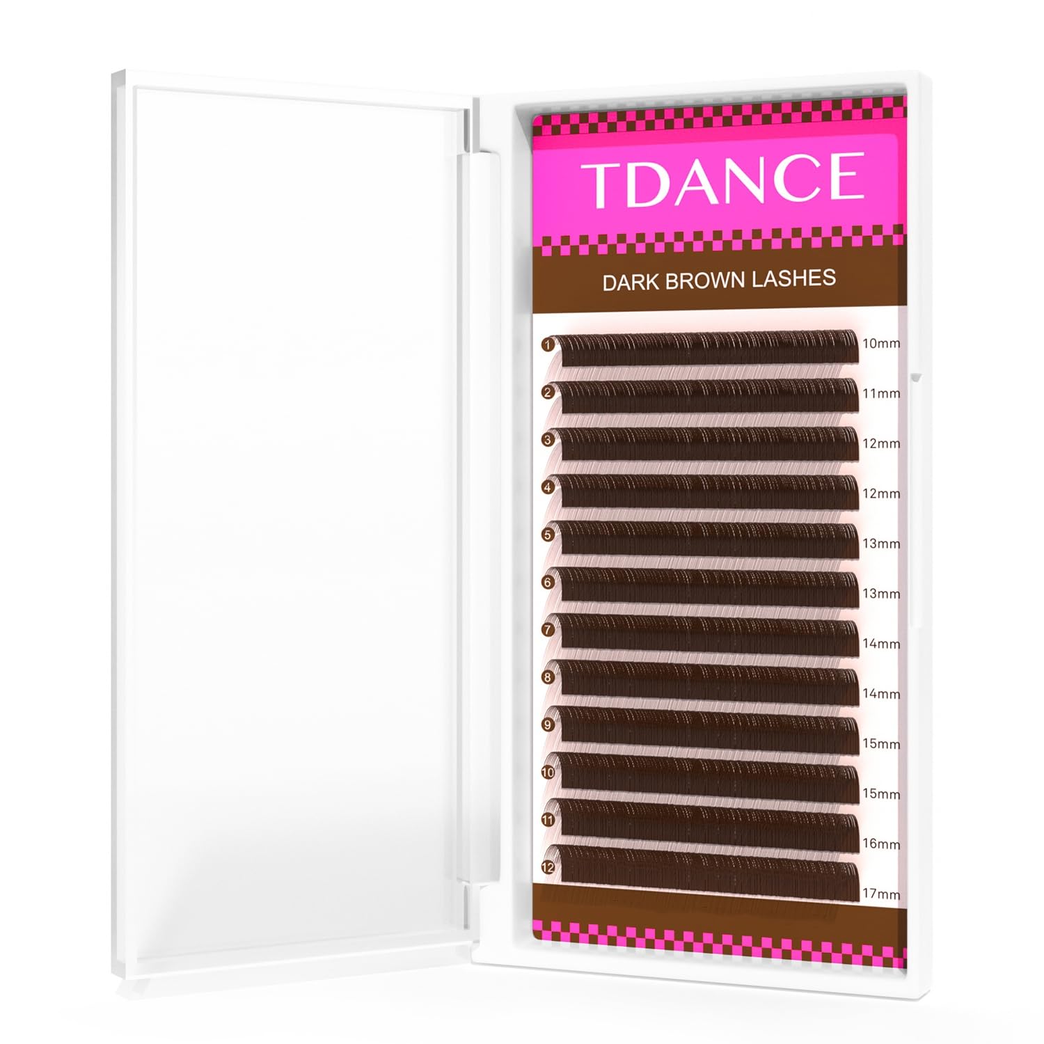 TDANCE Premium Dark Brown Eyelash Extensions - 0.05mm D Curl 10-17mm for Salon & DIY Use | Natural Looking Colored Lashes for Volume & Length | Perfect for Weddings, Parties & Special Occasions