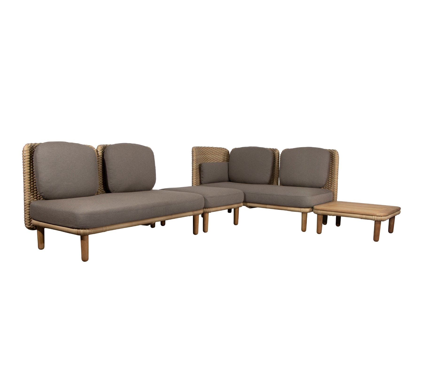 Premium Outdoor Corner Sofa Set with Teak Coffee Table - Waterproof Patio Furniture for Garden, Backyard, and Poolside Relaxation