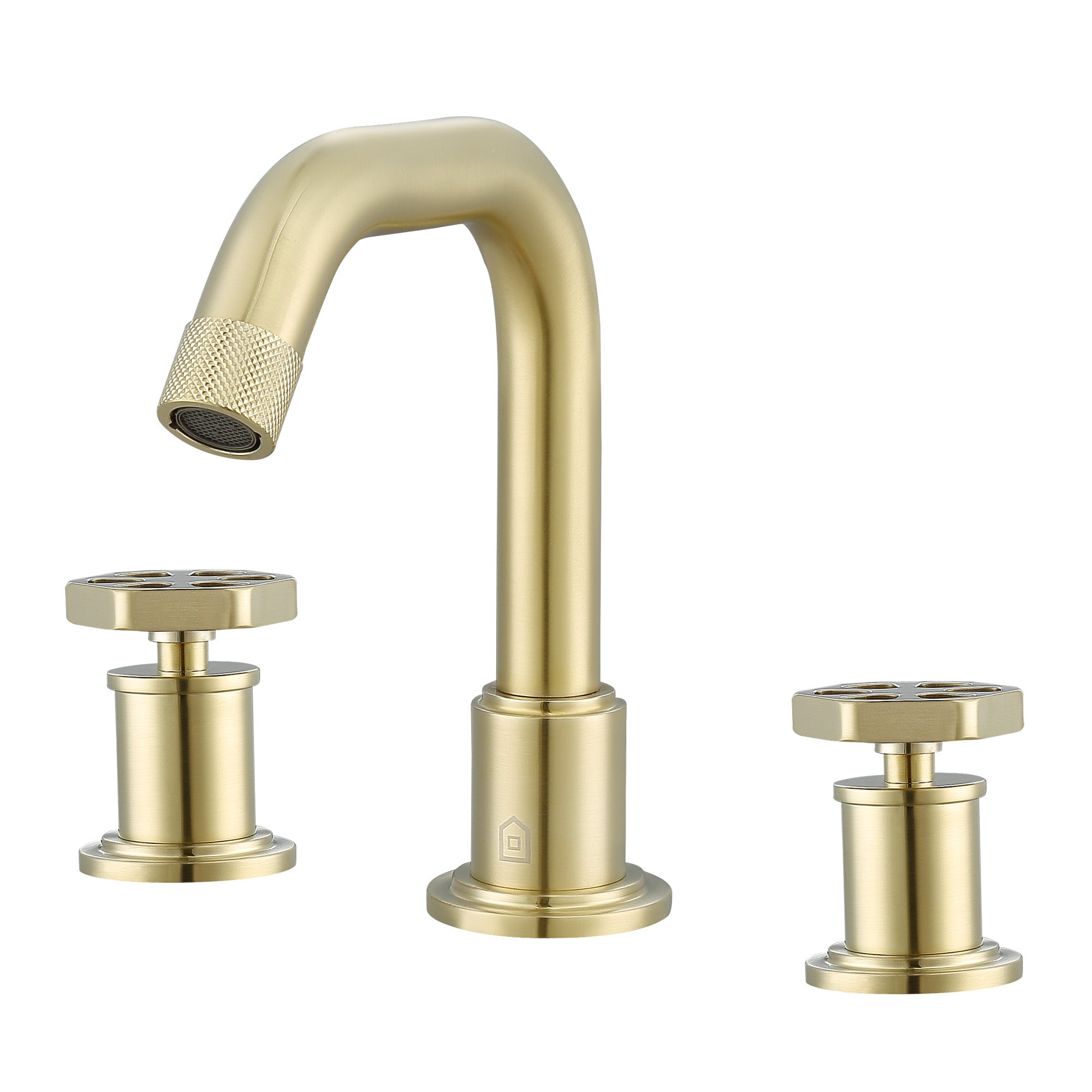Ancona Industria Brushed Champagne Gold Widespread Hexagonal Two Handle 3 Hole Bathroom Faucet - Perfect for Modern Bathroom Vanity Sink Installation
