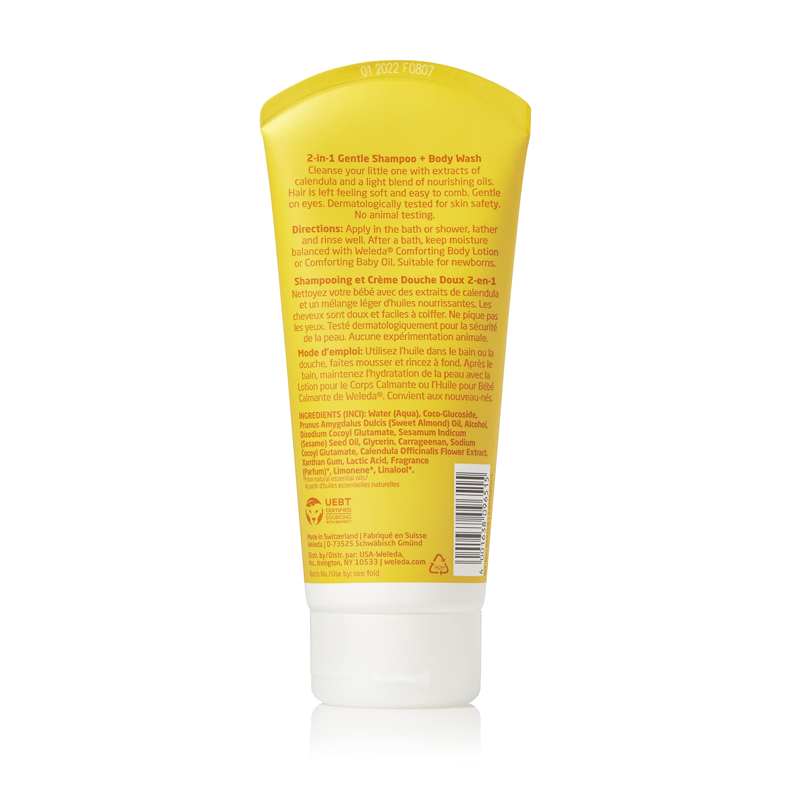 Weleda Baby Calendula 2-in-1 Gentle Shampoo & Body Wash - 6.8 fl oz | Organic Plant-Based Cleanser with Calendula & Sweet Almond Oil | Hypoallergenic for Sensitive Skin | Perfect for Newborns & Toddlers Bath Time