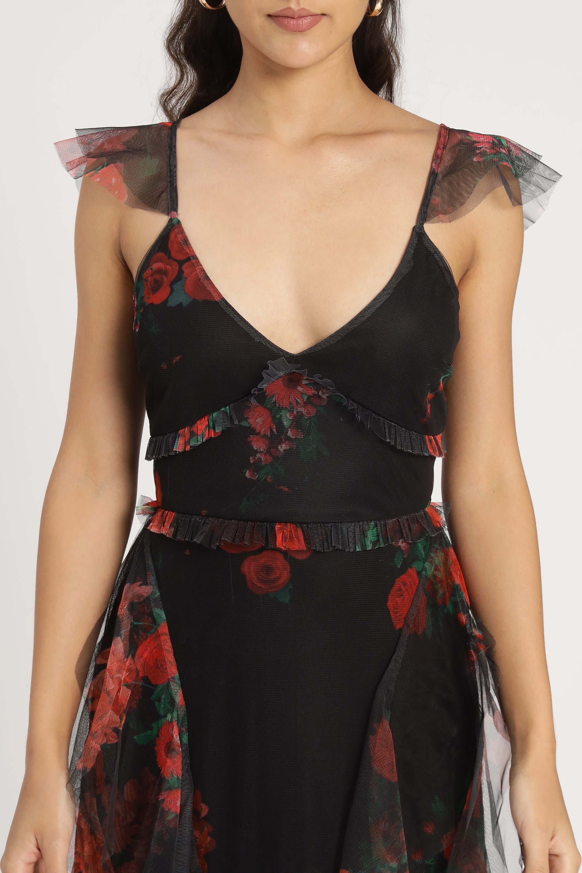 Malin Maxi Dress - Black & Red Floral Print Long Summer Dress for Women | Beach Vacation, Wedding Guest, Party Outfit