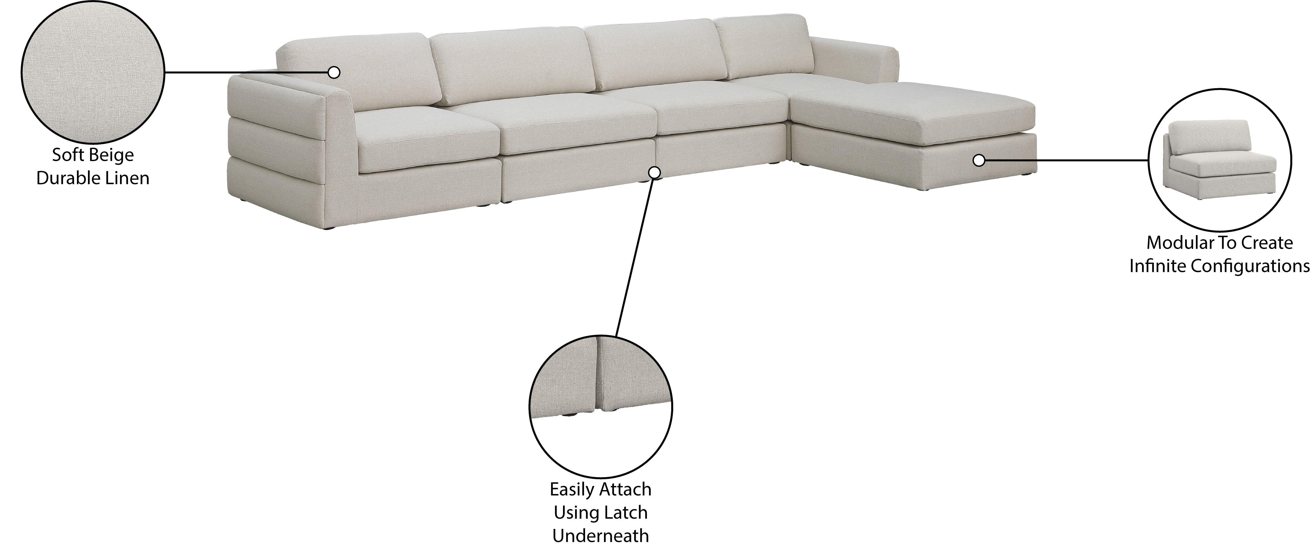 Beckham Durable Linen Textured Fabric Modular Sectional Sofa - Modern Living Room Furniture for Home Theater, Family Gatherings & Cozy Relaxation