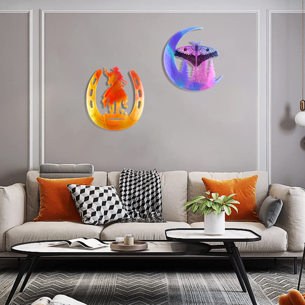 iSuperb 2-Piece Forest Butterfly & Horseshoe Cowboy Resin Molds Set - DIY Epoxy Casting Silicone Molds for Wall Art, Home Office Decor, Shelf & Table Display - Perfect for Handmade Wall Hangings and Western-Themed Décor