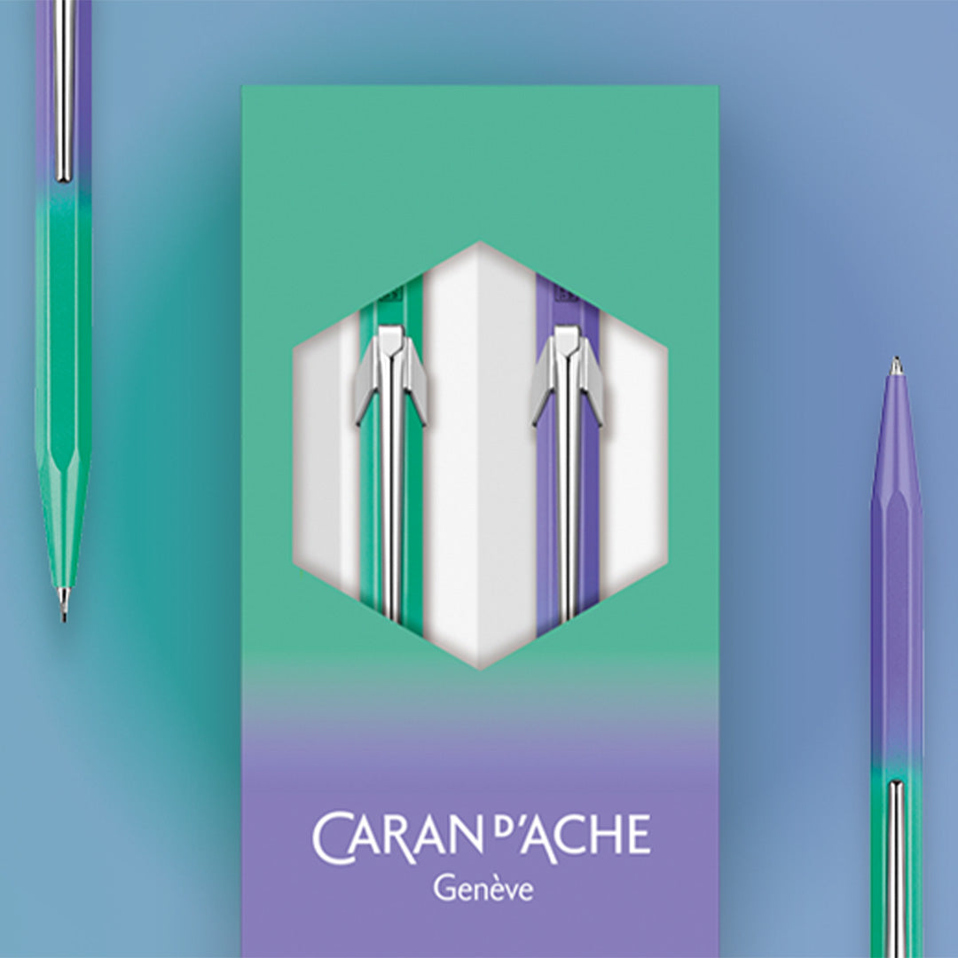 Caran d'Ache 849 Ballpoint Pen & 844 Mechanical Pencil 0.5mm Borealis Set - Premium Swiss Writing Instruments for Office, School & Gift Giving