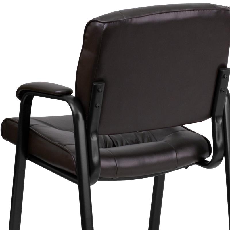 Premium FLASH Haeger Leather Executive Office Chair - Black Metal Frame Reception Seating for Professional Workspaces & Conference Rooms