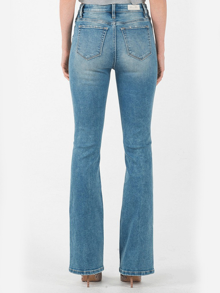 Miss Me H3636B51 Women's High Rise Bootcut Jeans - Medium Blue Wash, Comfortable Stretch Denim Pants for Casual Wear & Night Out