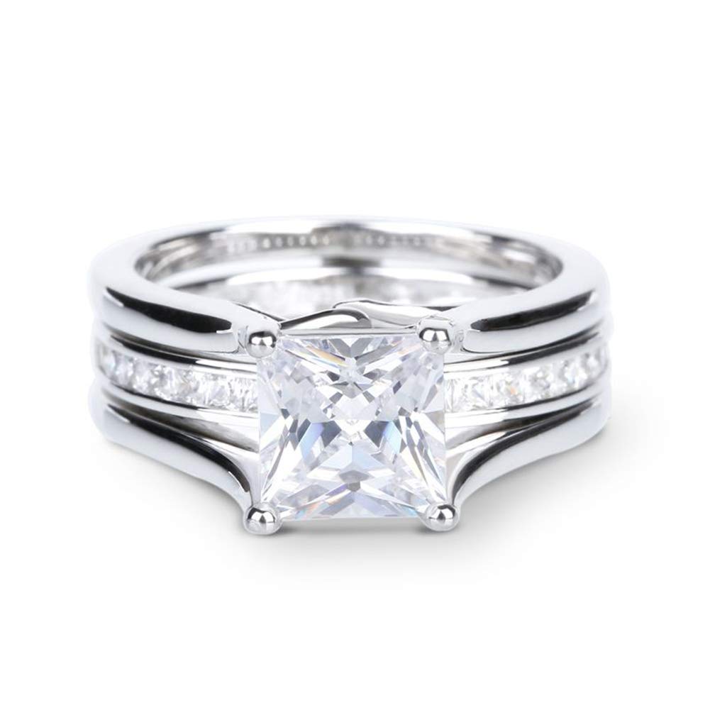 Jeulia Sterling Silver Princess Cut Interchangeable Ring Set - Fashion Anniversary, Promise, Engagement & Wedding Rings for Women with Gift Jewelry Box | Perfect for Proposals, Bridal Jewelry & Special Occasions