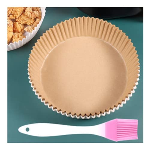 YYFANGYF 200pcs Disposable Nonstick Air Fryer Parchment Paper Liners - Round Greaseproof Baking Sheets for Microwave, Oven, Frying Pan - Food Grade, Brown | Perfect for Baking, Roasting, Air Frying & Meal Prep