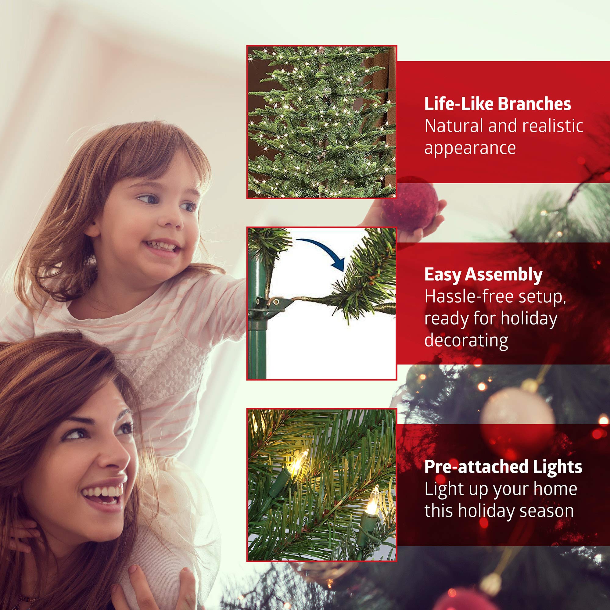 Puleo International 6.5ft Pre-Lit Slim Flocked Aspen Fir Artificial Christmas Tree with 350 Clear LED Lights - Perfect for Small Spaces, Apartments & Holiday Decorations