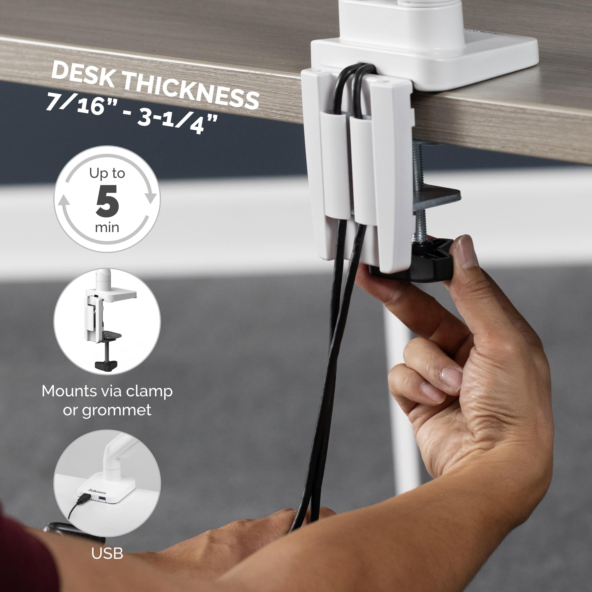 Fellowes Platinum Series Dual Monitor Arm - Ergonomic Adjustable Desk Mount for Two 32 Inch Screens up to 8KG - 45° Tilt & 360° Swivel Rotation - VESA 75x75/100x100 Compatible - White - Perfect for Home Office & Gaming Setup