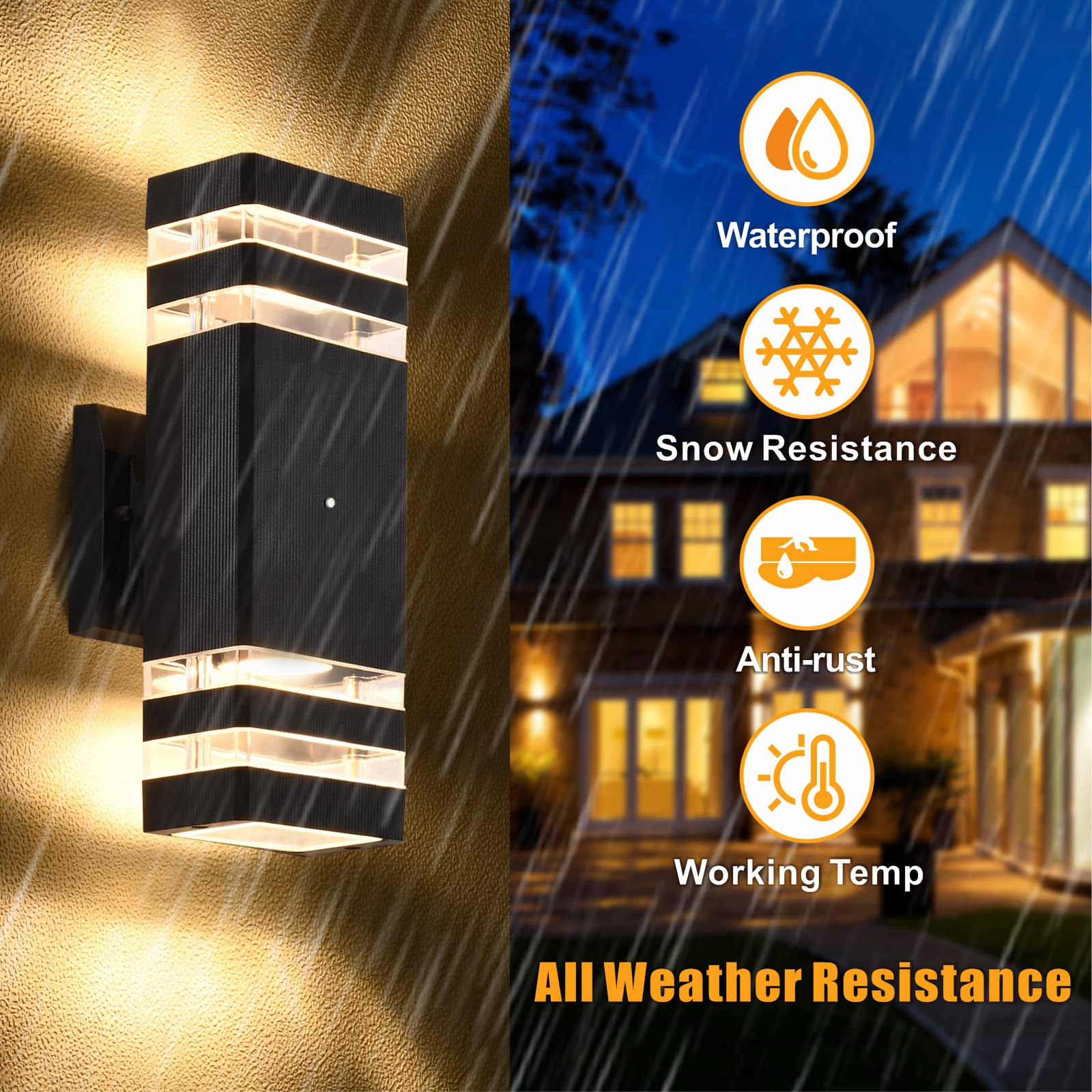 DASTOR Dusk to Dawn Outdoor Wall Lights 2 Pack - 3000K Warm White Waterproof Exterior Lighting Fixtures for House, Garage, Porch & Patio - Perfect for Nighttime Safety and Landscape Illumination