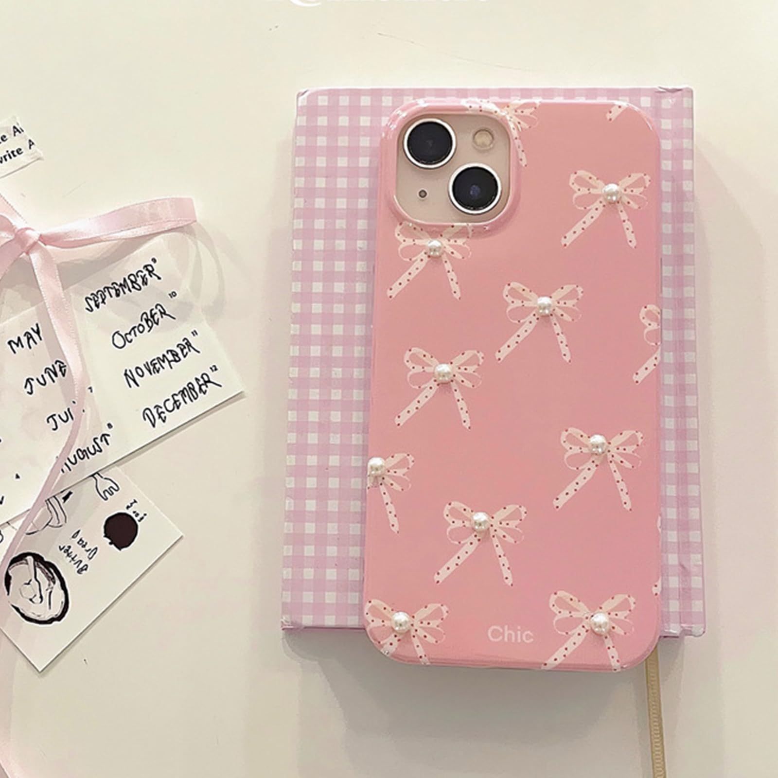 Elegant Pink Bow Phone Case Compatible with iPhone 11/12/13/14/15 Pro Max - Slim Protective Cover for Women & Girls - Perfect for Everyday Use, Gift Giving & Special Occasions