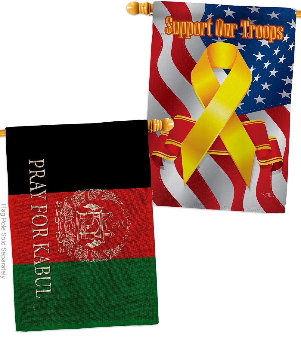 USA Made Burlap House Flag - Support Afghanistan Troops, Double-Sided Garden Banner for Outdoor Decor