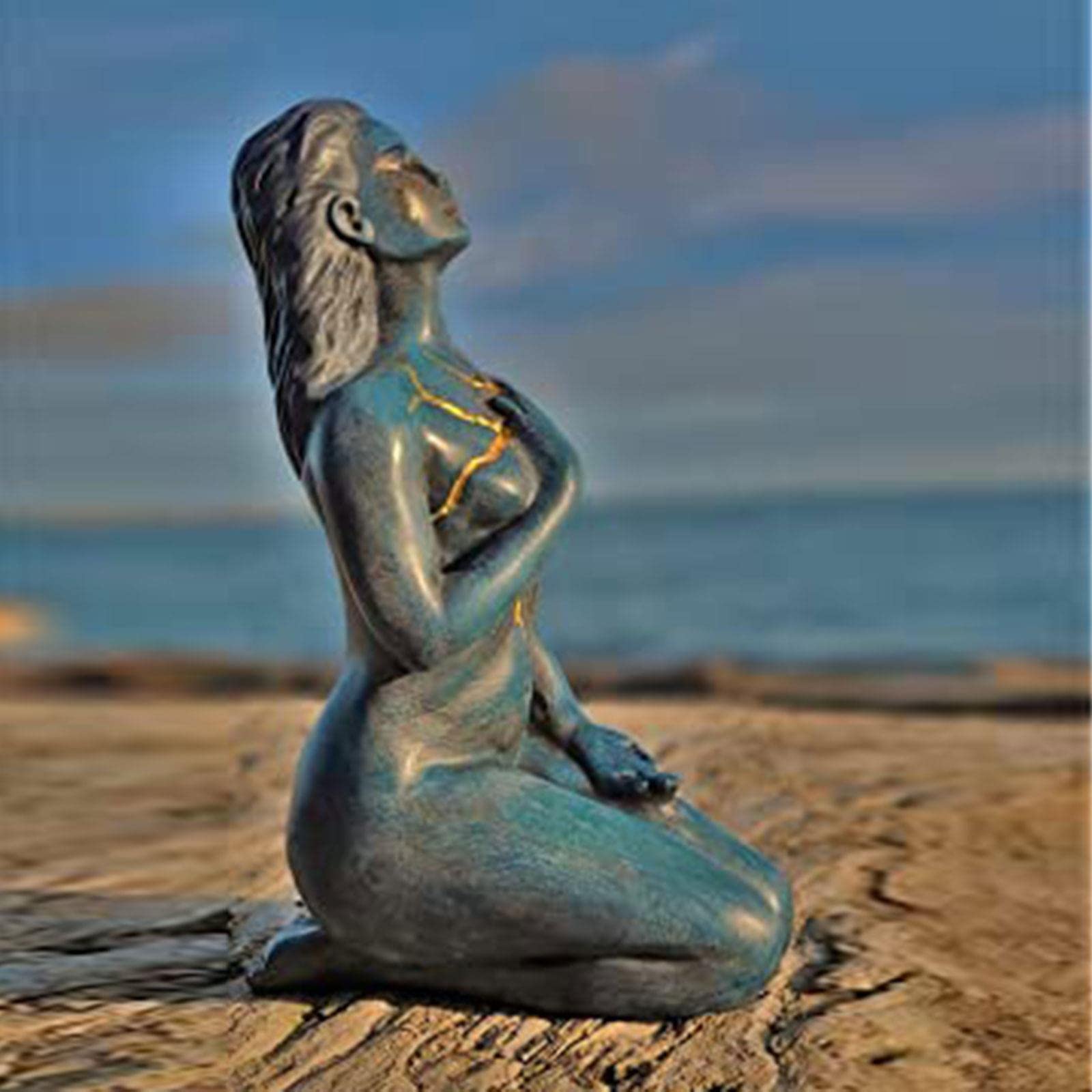 Goddess Sculpture for Self-Love & Healing - Handcrafted Jinjin Wood Statue, Meditation Altar Decor, Yoga Room Centerpiece, Spiritual Gift