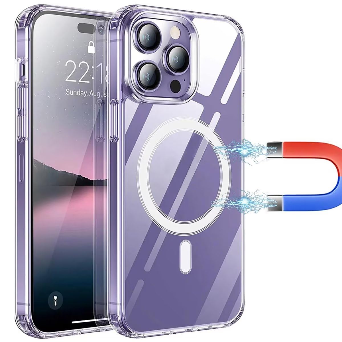 Clear Magnetic Phone Case for iPhone 14 Pro Max | Military-Grade Protection | MagSafe Compatible | Anti-Yellowing Hard Back & Shock-Absorbing Corners | Perfect for Outdoor Activities, Work & Travel
