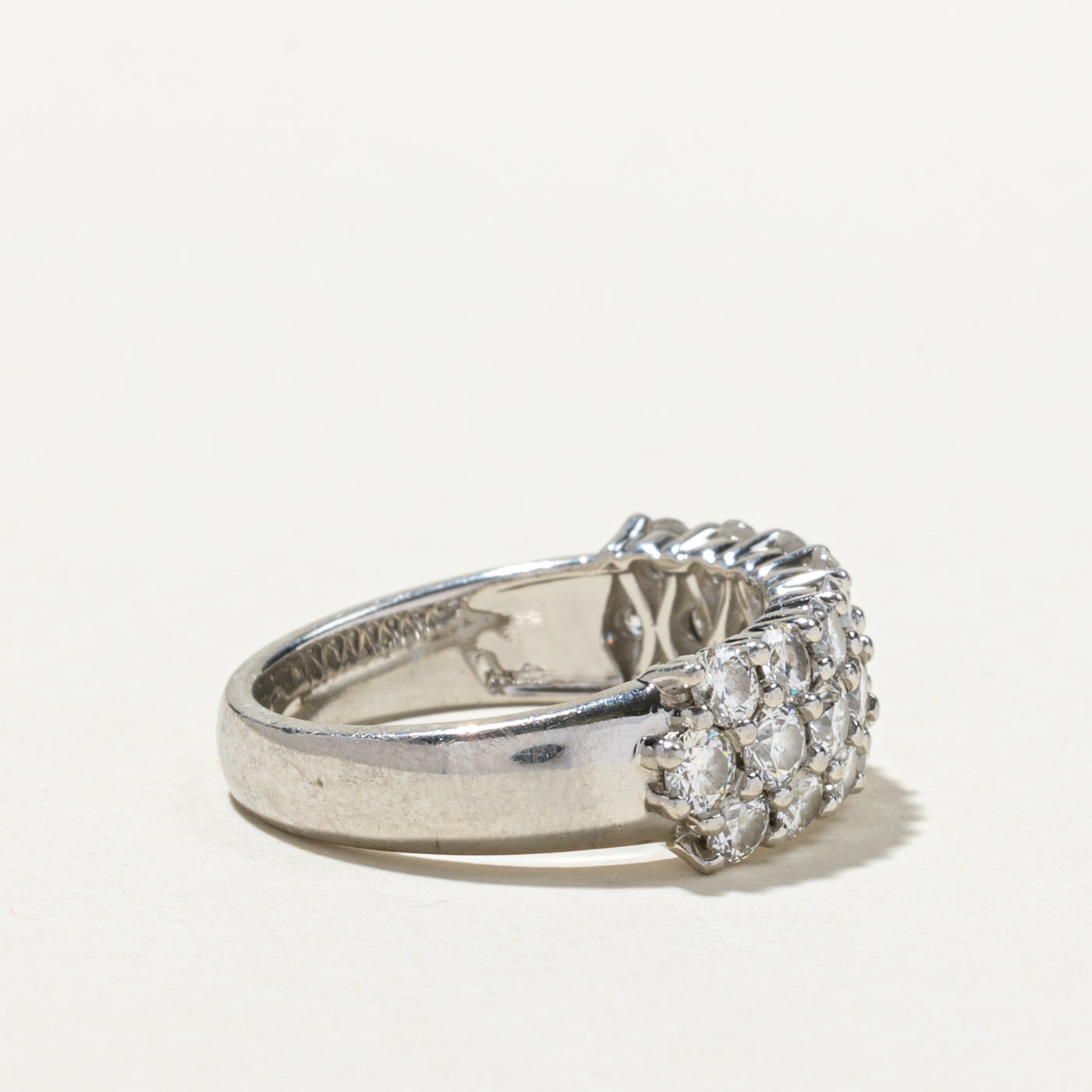 Pavé Set Triple Row Diamond Ring - 2.15 Carat Total Weight (CTW) | Size 6.75 | Elegant Wedding, Engagement & Anniversary Jewelry Gift for Women