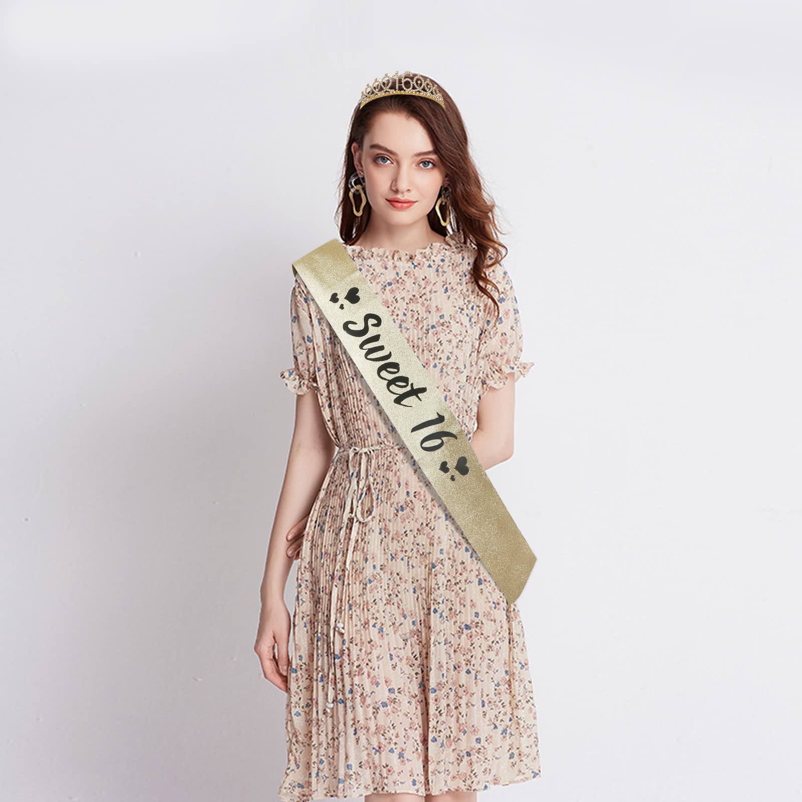 40th Birthday Sash & Tiara Set for Women - 40 & Fabulous Gold Crown & Sash - Perfect Birthday Gift for Queen Women - Great for Birthday Parties, Decorations & Celebrations
