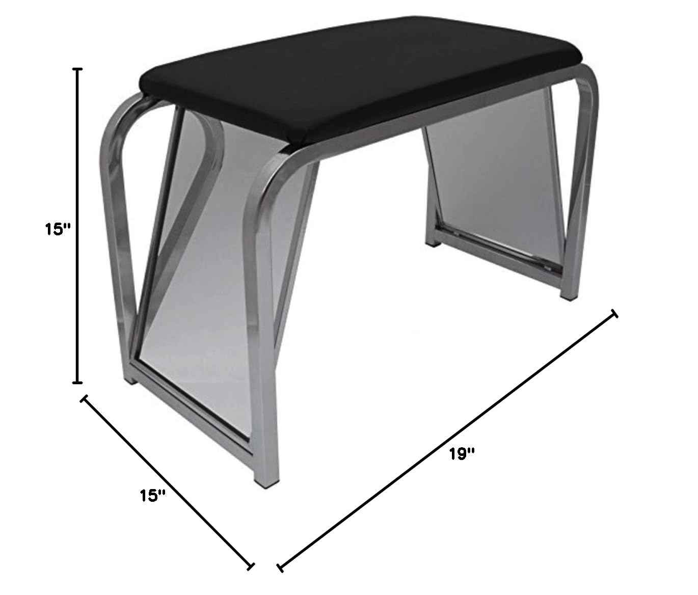 Adjustable Shoe Fitting Bench with Comfortable Black Padded Seat & Dual Angled Mirrors - Perfect for Shoe Stores, Home Try-Ons & Retail Fitting Rooms