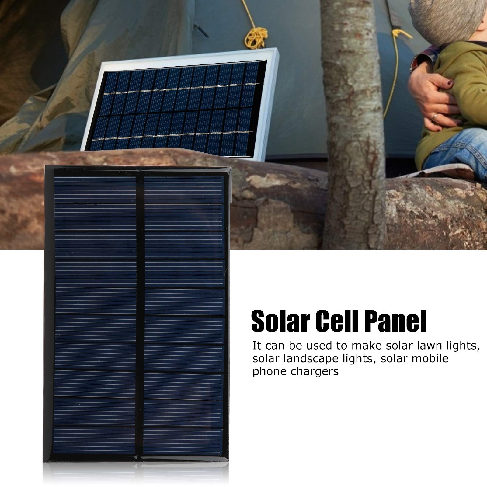 Garosa 2Pcs 5V 250mA Mini Solar Panels - DIY Polysilicon Solar Charger Module with 30cm Cable for Outdoor, Camping, RV & Electronic Projects - Portable Solar Power Charging for Phones, Lights & Small Devices