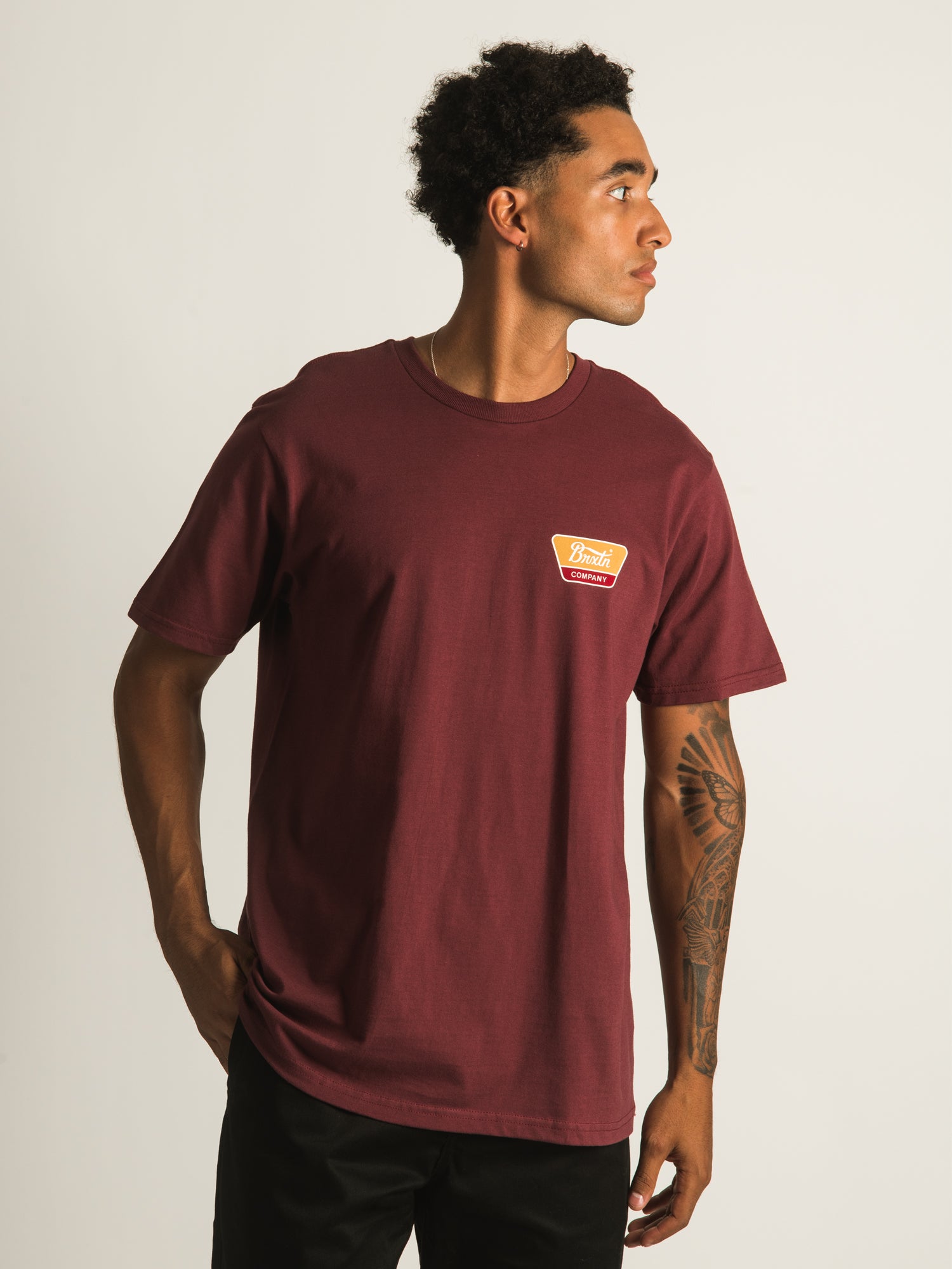 Brixton Linwood Men's T-Shirt - Soft Cotton Short Sleeve Tee for Casual Wear | Clearance Sale | Perfect for Streetwear, Summer Outfits & Everyday Comfort