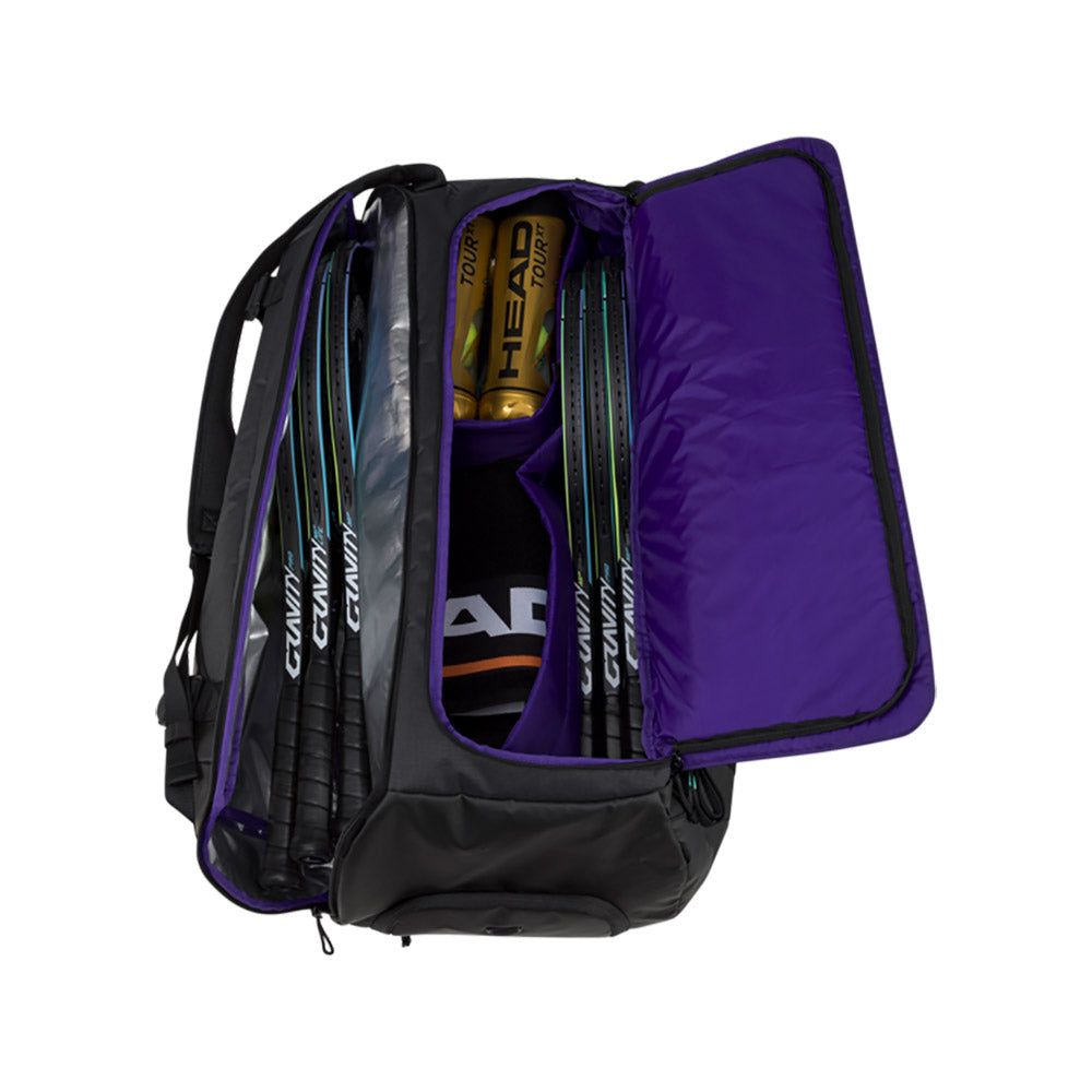 Head PET Gravity Duffel 12 Pack Racquet Bag (Black) - Premium Tennis & Badminton Equipment Storage for Sports Enthusiasts | Perfect for Court, Gym & Travel Use