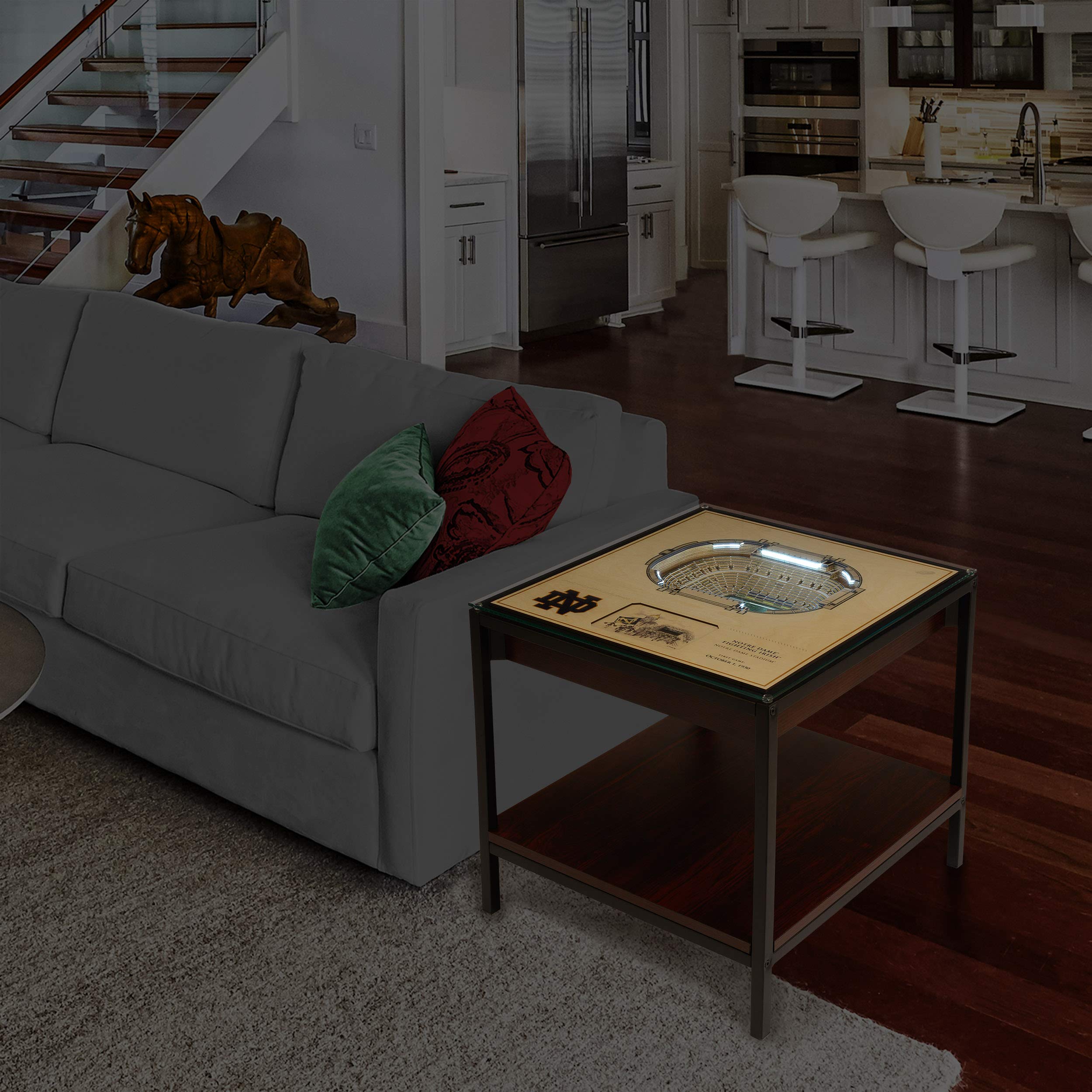 YouTheFan 25-Layer 3D LED Lighted End Table - NCAA Michigan Wolverines Themed Nightstand with Stadium Views - Perfect for Game Room, Man Cave & Sports Fan Bedroom Decor