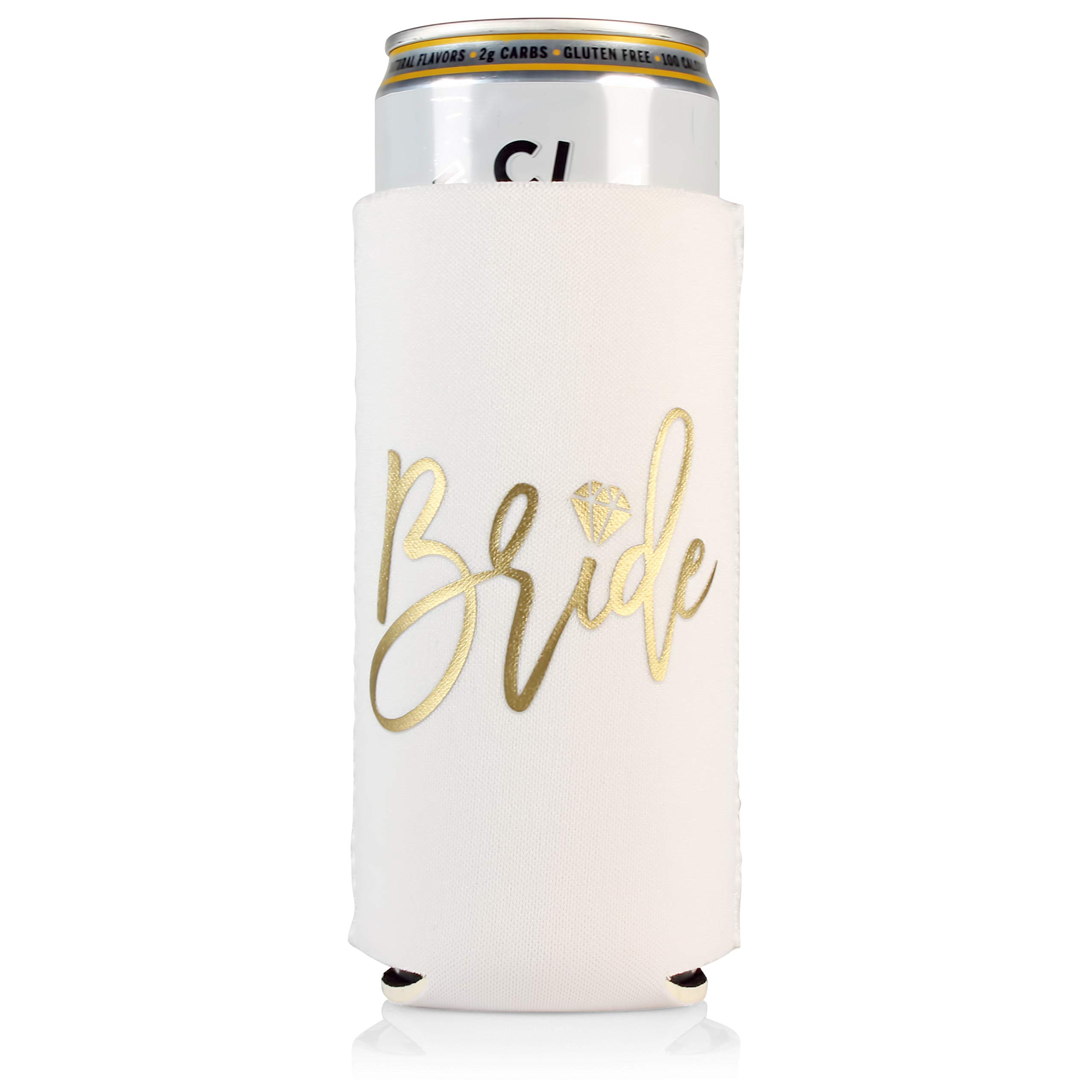 Bachelorette Party Decorations - 10 Pack Black Squad Slim Can Coolers for Bridal Showers & Girls Night Out