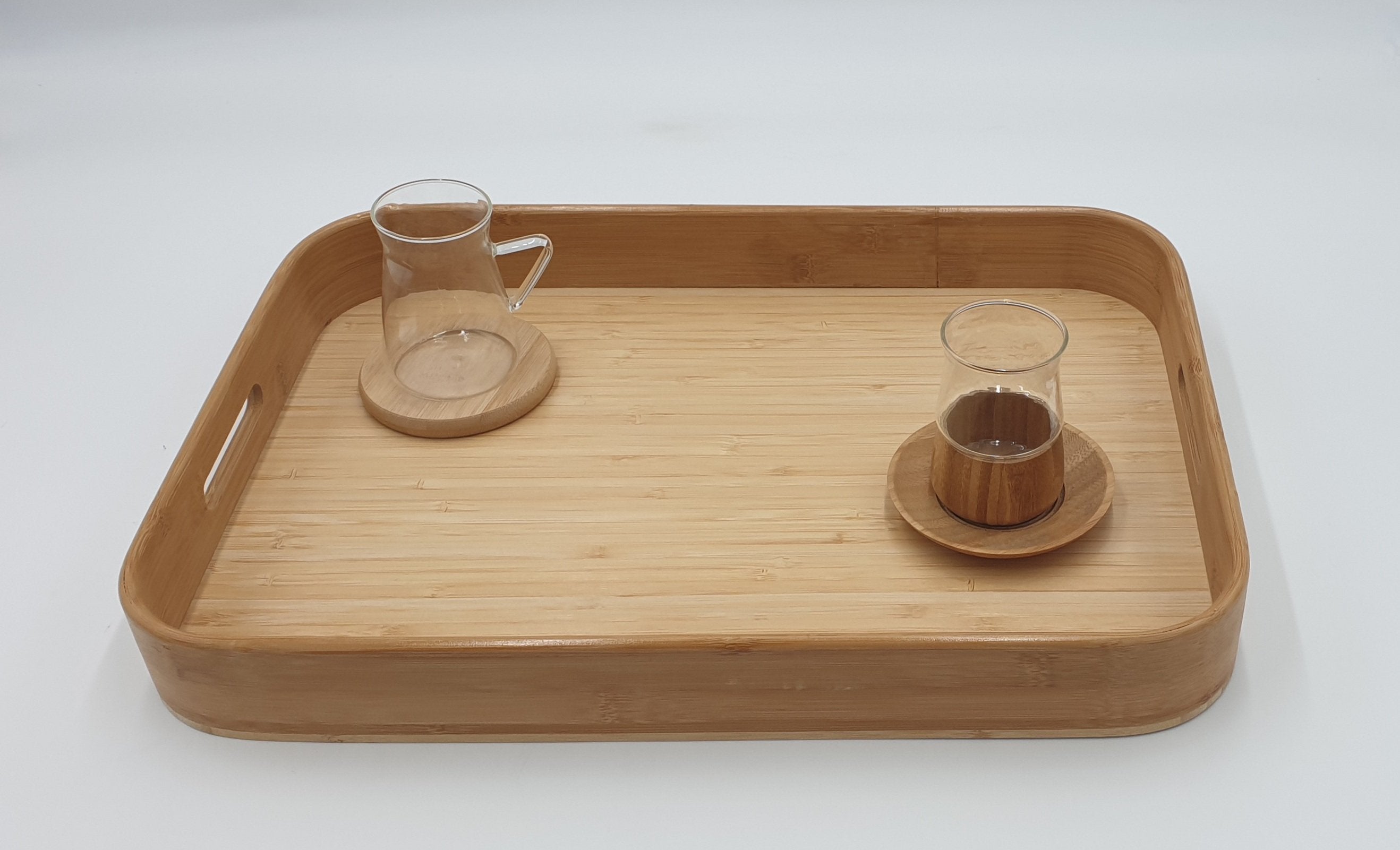 18x13x2 Inch Wooden Serving Tray with Handle - Perfect for Breakfast in Bed, Coffee Table Decor, and Entertaining Guests