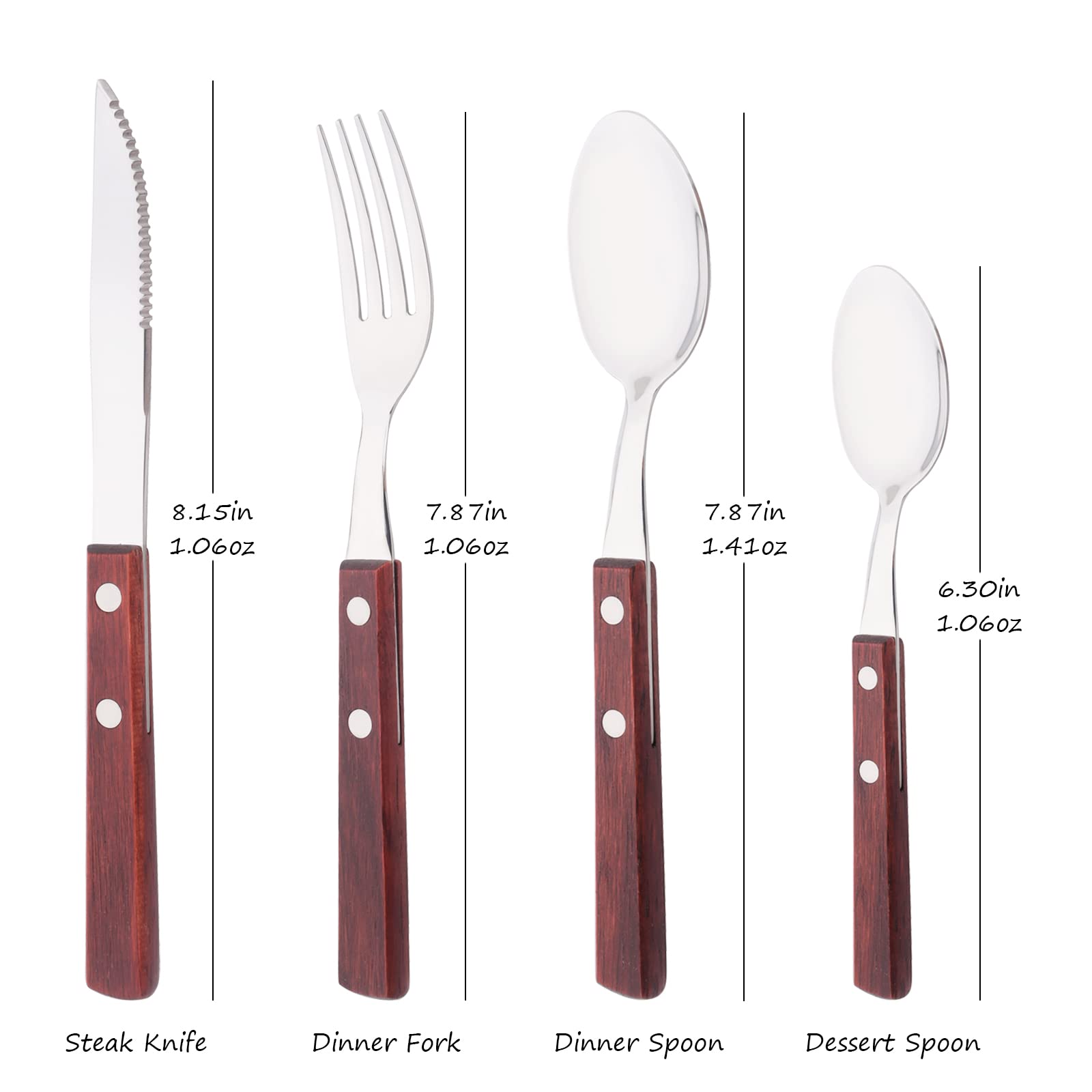 8-Piece Stainless Steel Dinner Forks Set with Natural Wood Handle - 304 Grade Flatware for Dining, Kitchen & Entertaining - 7.9