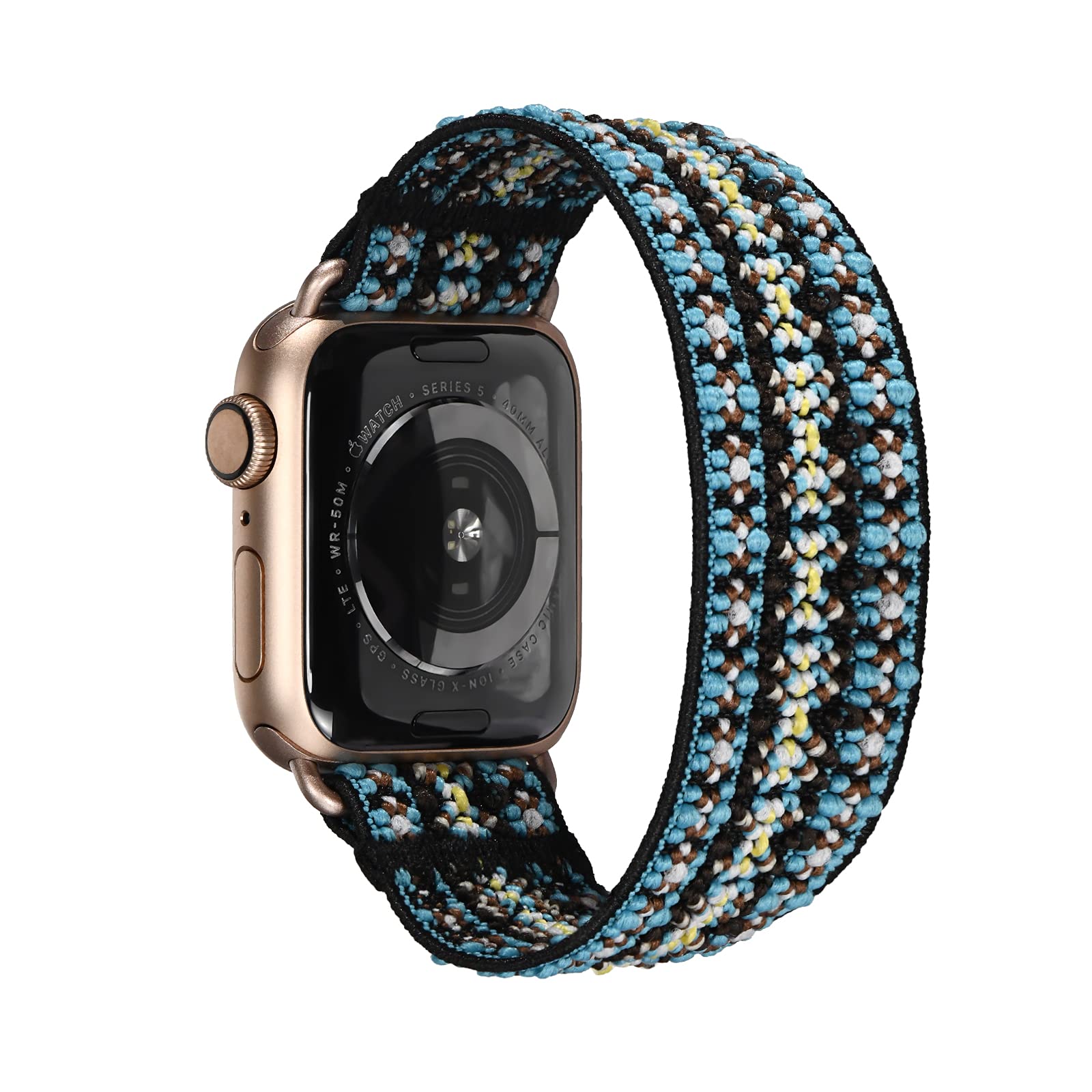 Tefeca Orchid Embroidery Elastic Replacement Band for Apple Watch - Stylish & Comfortable Strap Compatible with All Apple Watch Models - Perfect for Workouts, Office Wear & Special Occasions