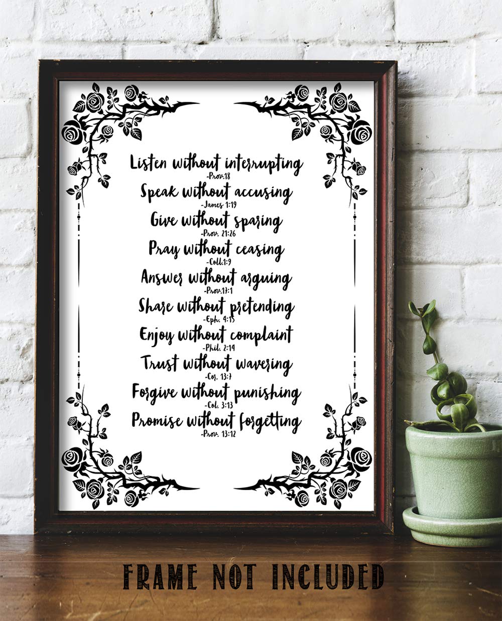 Marriage Rules Bible Quote Wall Art - Inspirational Christian Scripture Prints for Home & Office - Black and White Religious Decor for Women - Perfect for Wedding Gifts, Bedroom & Faith-Based Spaces
