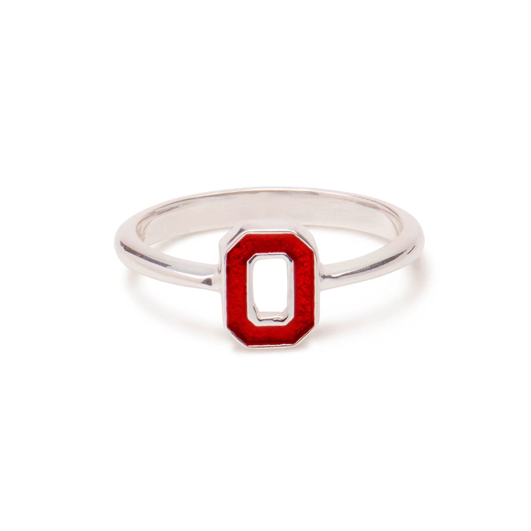 Ohio State University Buckeyes Sterling Silver Ring - Block O & Scarlet Logo - Fine Jewelry Gift for Alumni, Fans & Graduates - Perfect for Game Days, Graduation Gifts & OSU Pride