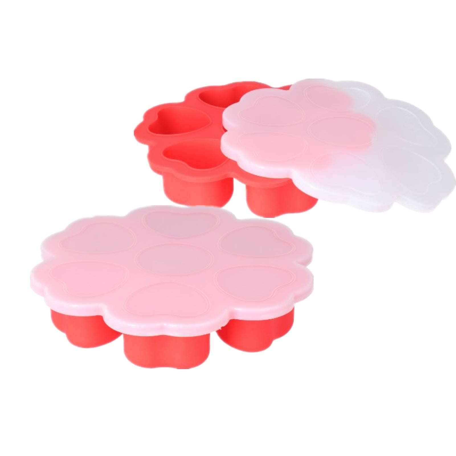 2Pcs Reusable Silicone Heart-Shaped Ice Cube Trays with Lids - BPA Free Food Mold for Homemade Ice Cubes, Chocolate, Baby Food Puree - Perfect for Valentine's Day, Parties & Kitchen Storage